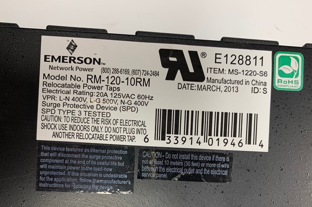 EMERSON RM 120 10RM Rack Mount Network Power Monitoring Switch - Reliable Server Room & Data Center Power Management Solution