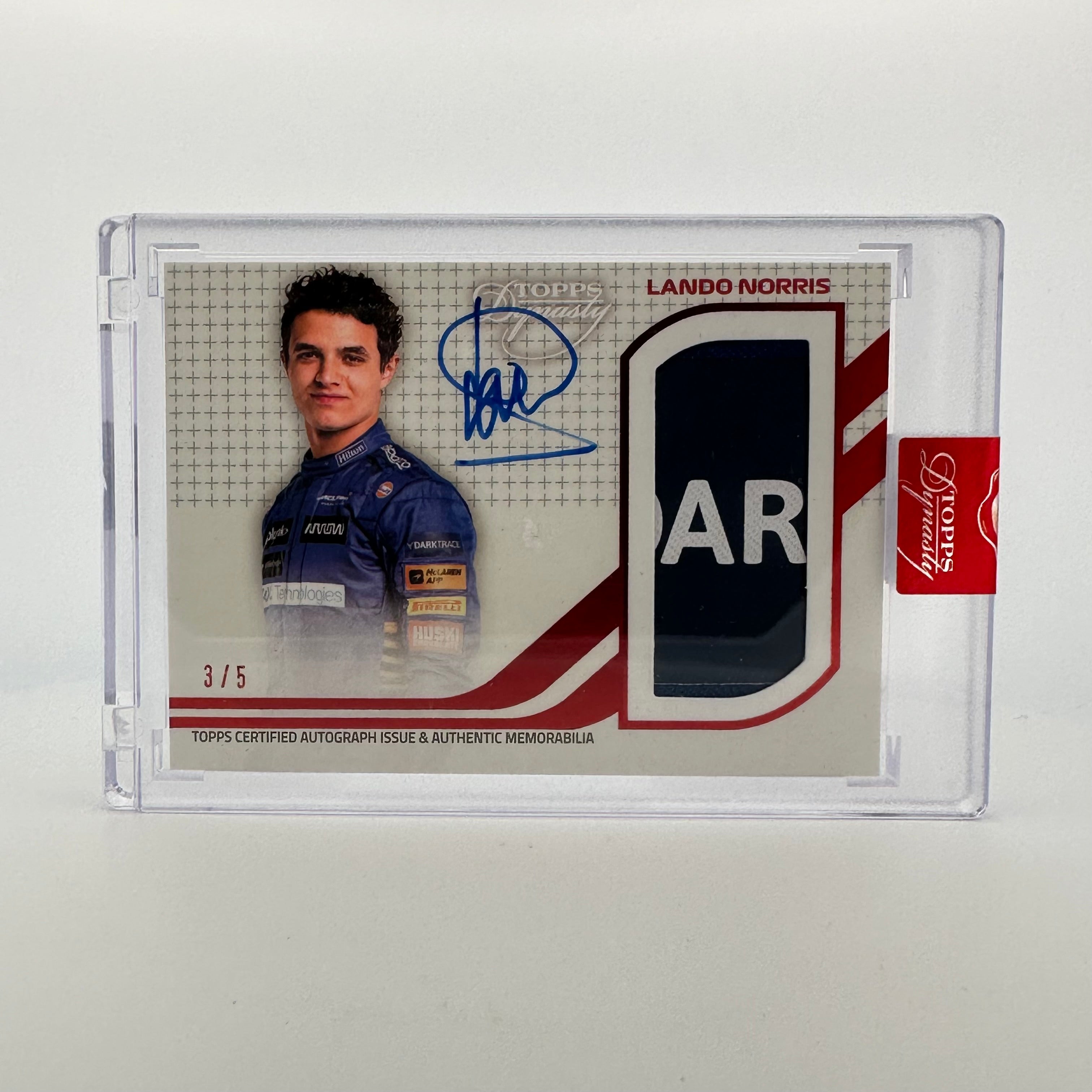 2021 Lando Norris Dynasty Autograph Patch #DAP-LNI - Limited Edition 3/5 Red - Perfect for F1 Memorabilia Collectors and Motorsport Fans Display