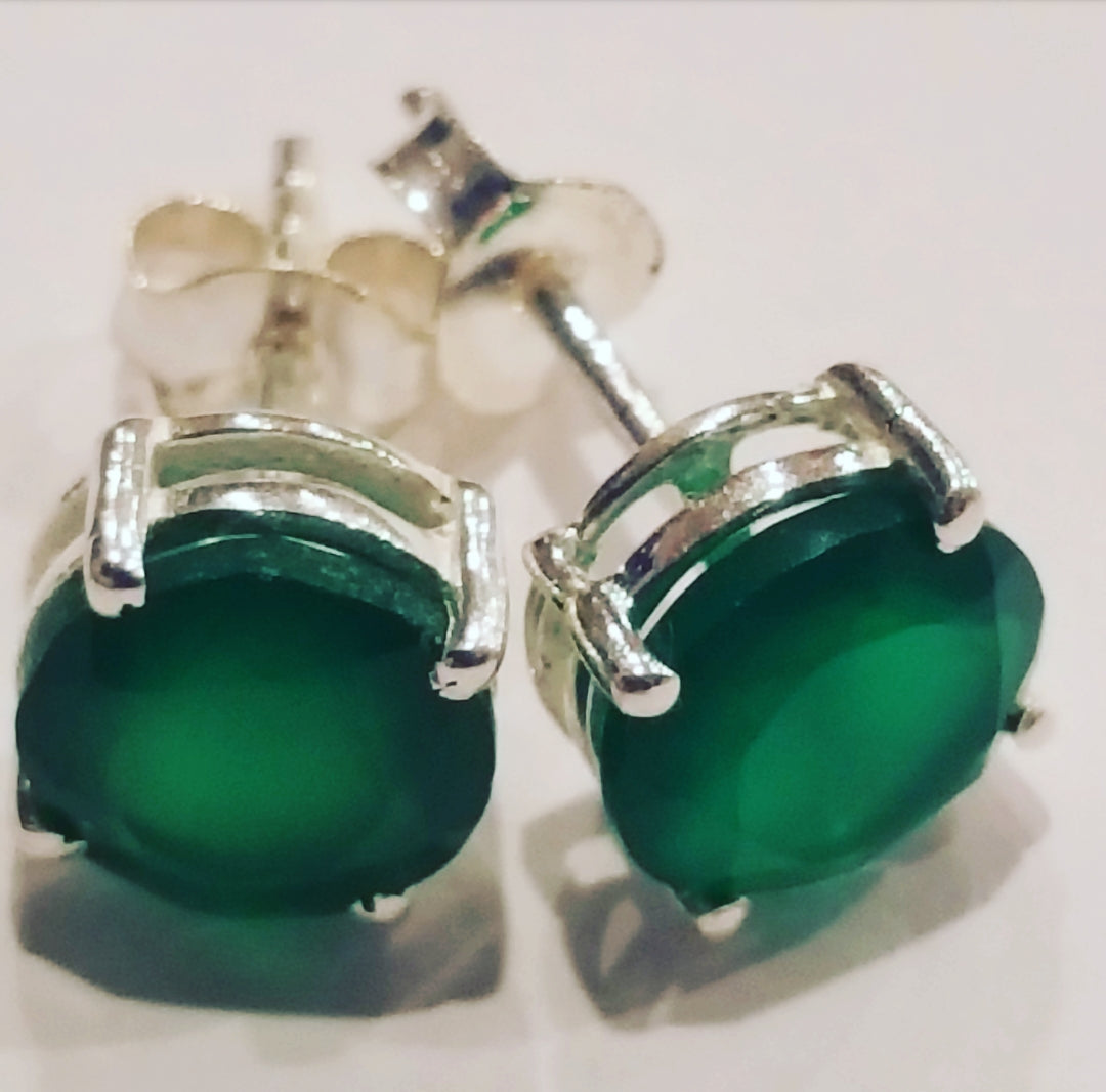 Green Onyx Stud Earrings for Women - Natural Stone Dainty Jewelry - Perfect for Everyday Wear, Gifts & Special Occasions