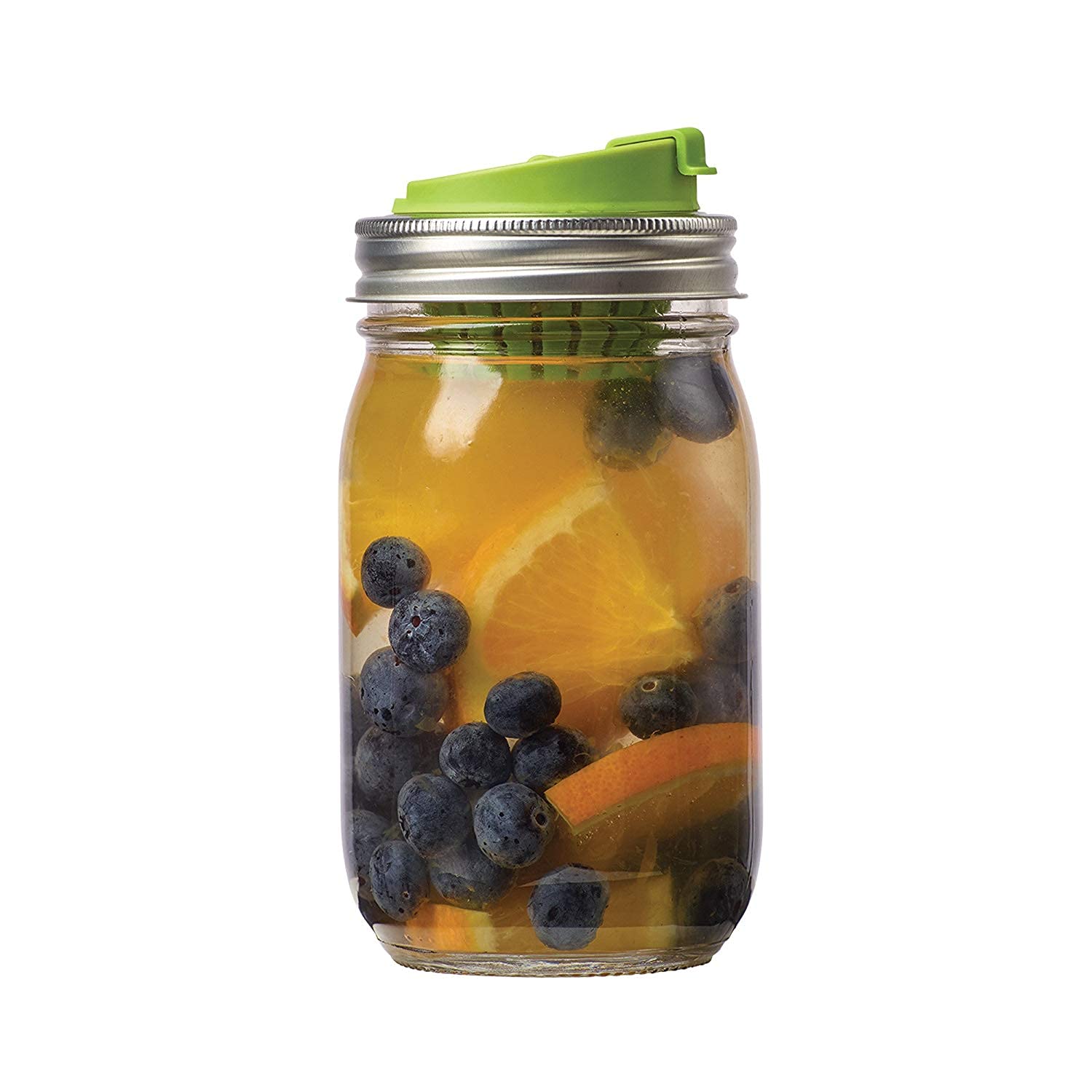 Jarware Fruit Infusion Lid for Regular Mouth Mason Jars - Green - Perfect for Infusing Water, Tea & Cocktails at Home, Office or Gym
