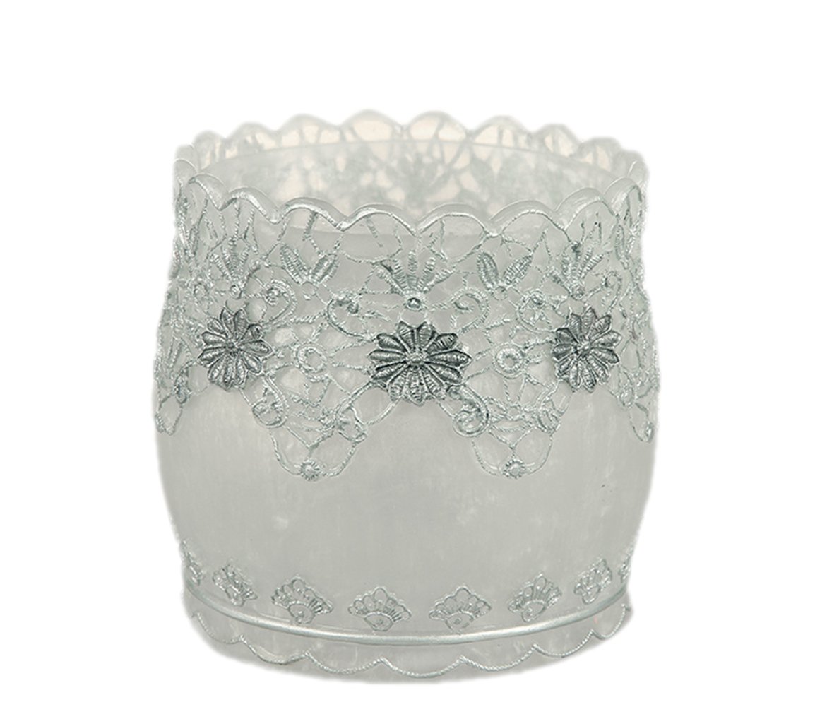 HappyLHL Hflove Mini Desktop Trash Can - Elegant Carved European Style Small Waste Bin for Office, Bedroom & Home Decor - Lace White Design - Perfect for Desk Organization & Waste Management