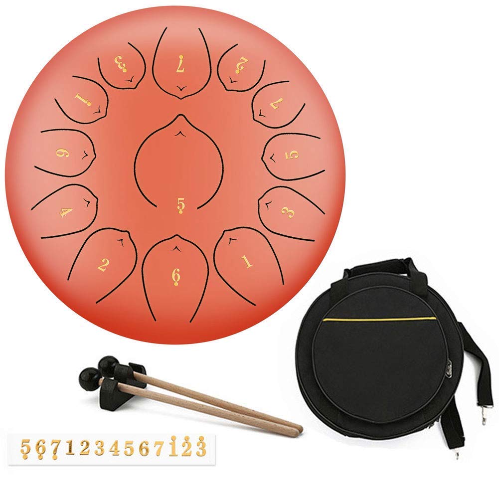 JLDN 13-Note Steel Tongue Drum - 12 Inch Handpan Drum with Mallets, Tuning Stickers & Carry Bag - Perfect for Yoga, Meditation, Music Therapy & Sound Healing Sessions