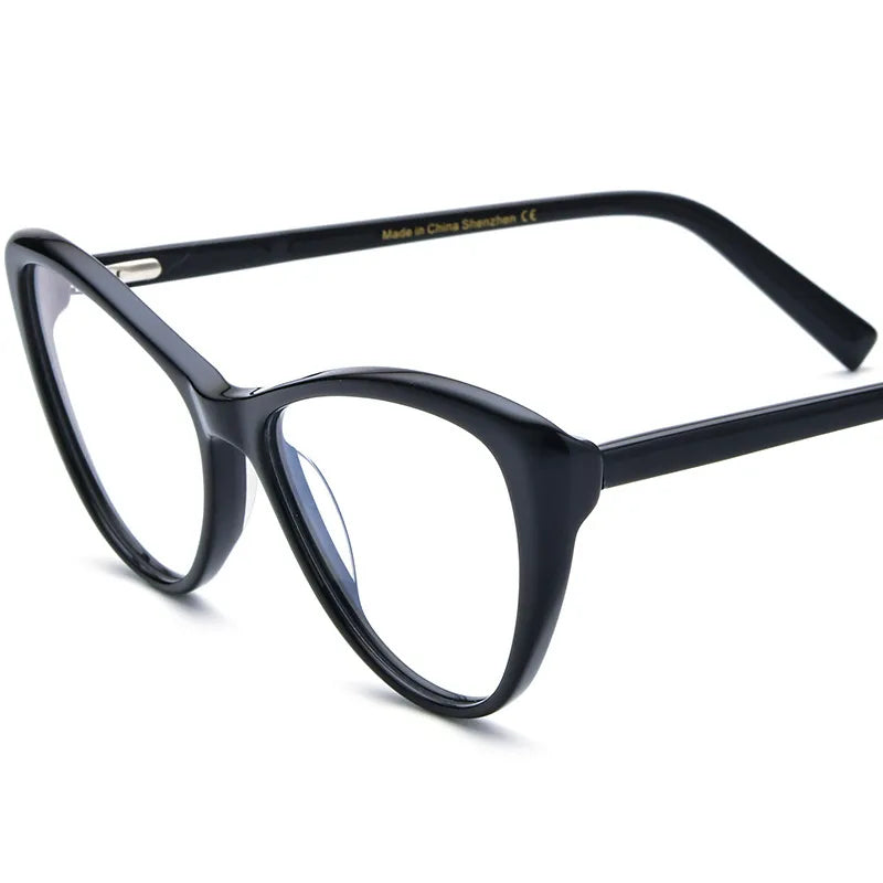 CCspace Unisex Full Rim Cat Eye Acetate Eyeglasses Frame 56917 - Trendy Retro Style for Women & Men - Perfect for Office, Reading, Fashion Accessory