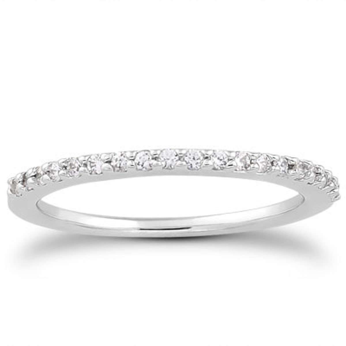 14K White Gold Slim Diamond Wedding Band for Women - Micro Prong Engagement Ring, Dainty & Elegant Jewelry Gift for Brides, Anniversaries & Special Occasions