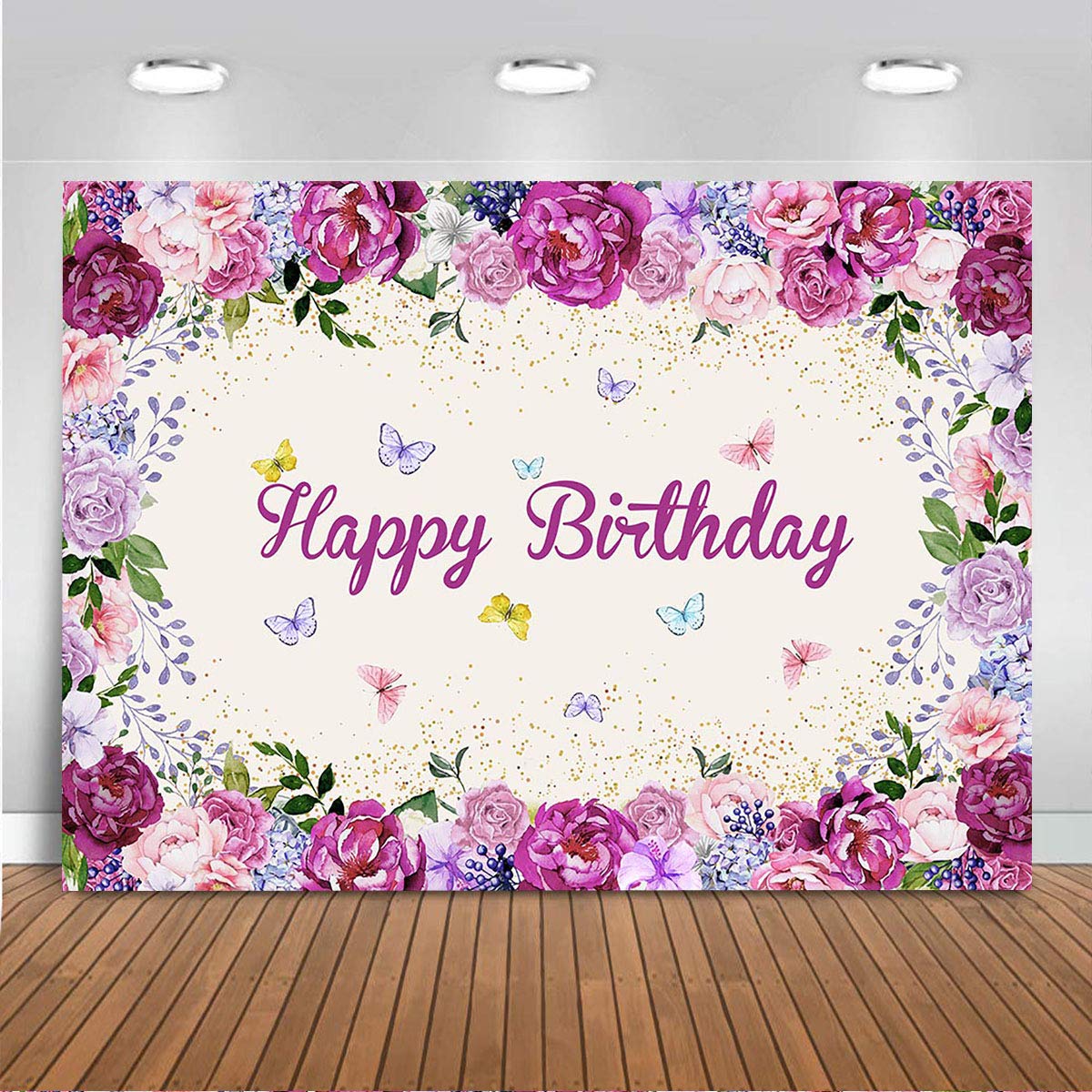 Butterfly Floral Party Backdrop for Baby Girls - Fairy Princess Birthday Photography Background - Vinyl Kids Sweet Cake Table Banner Decor Supplies (6x4ft) - Perfect for Birthday Parties, Baby Showers & Photo Shoots