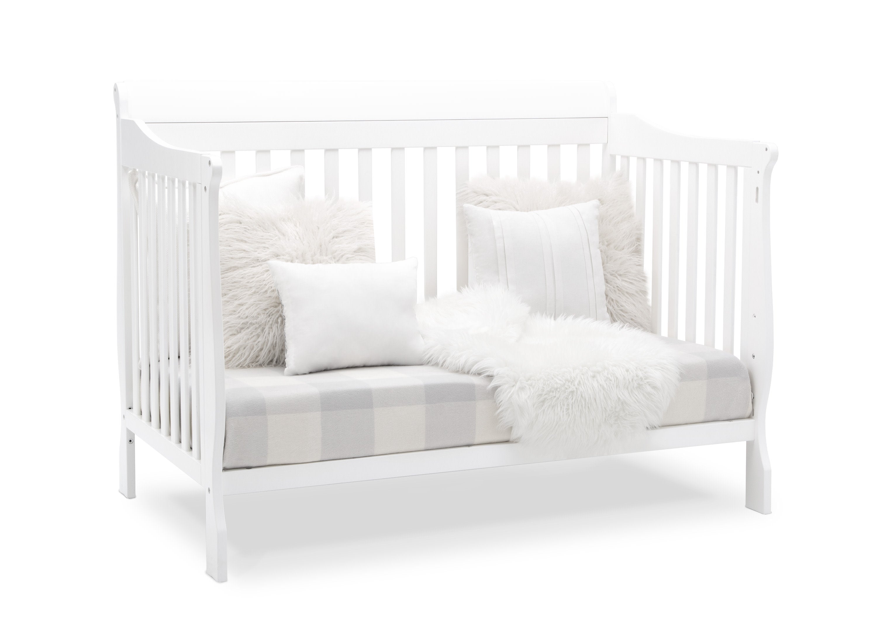 6-in-1 Convertible Baby Crib with Toddler Bed Conversion - Canton White Nursery Furniture for Newborn to Teen - Perfect for Small Spaces & Modern Nurseries