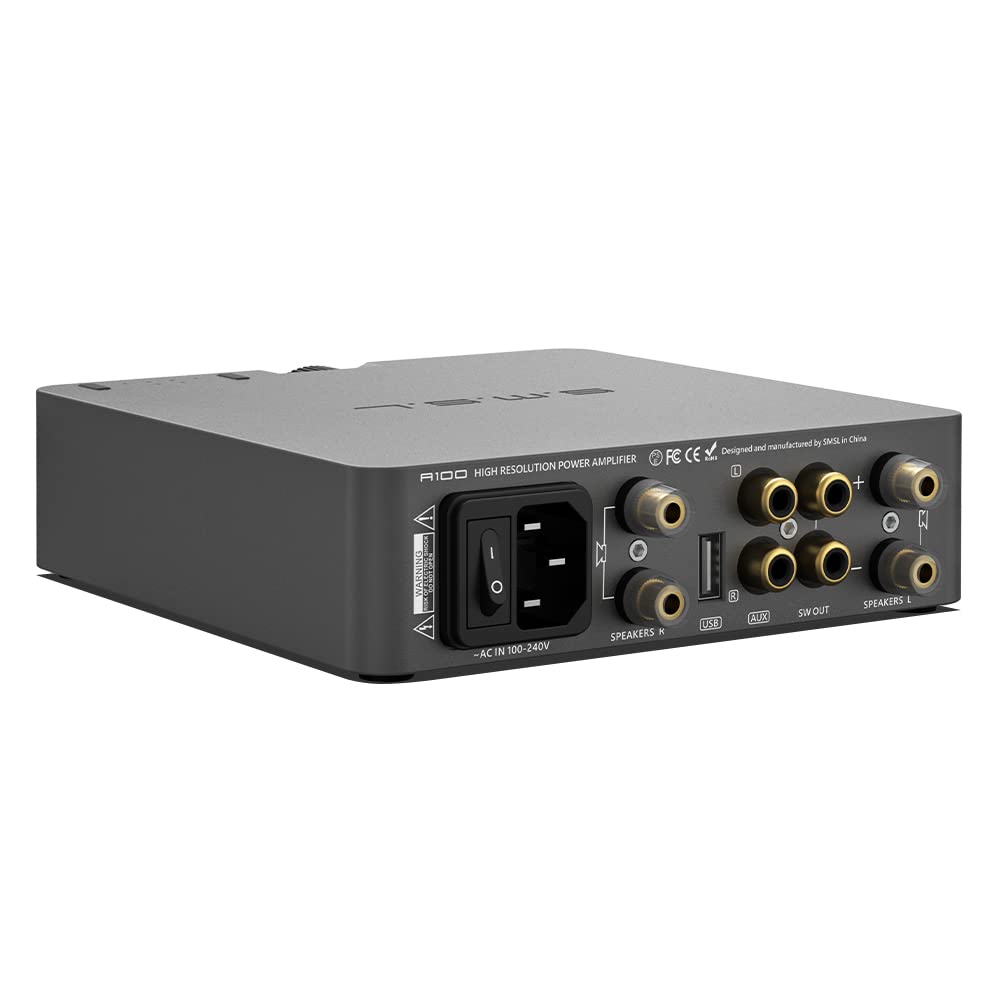 S.M.S.L A100 Bluetooth 5.0 Stereo Audio Mini Class D Amplifier with MA12070 Chip - 2 Channel Home Audio Receiver for Desktop Speakers (80Wx2) - Perfect for Home Theater, Gaming & Music Listening