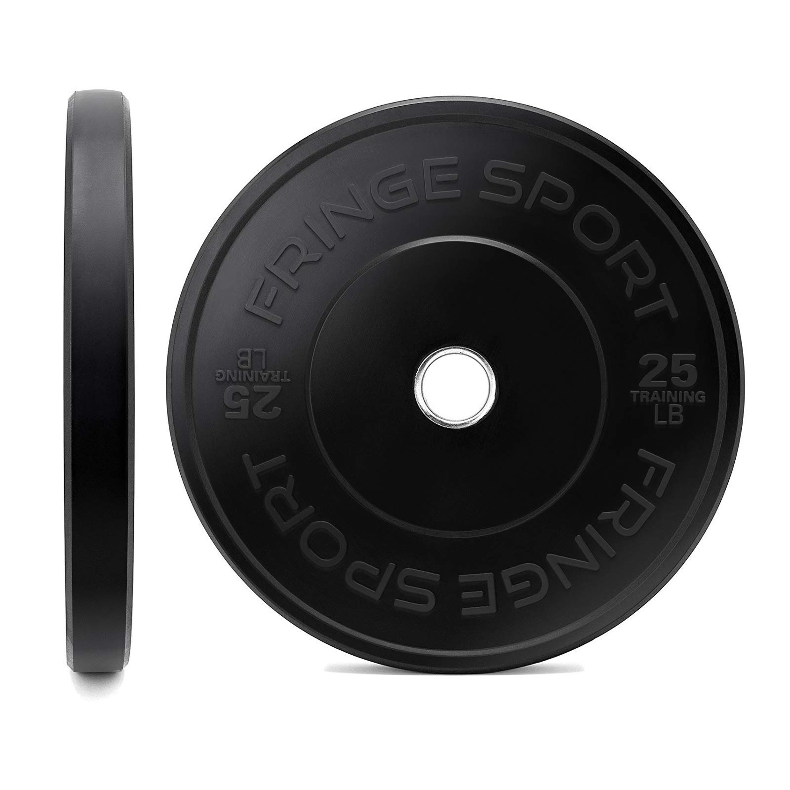 FringeSport Black Bumper Plates Set - Olympic Weight Plates for CrossFit & Strength Training - High-Quality Rubber Weight Plates with Steel Insert (10lb-460lb) - Perfect for Home Gym, Commercial Gym & Weightlifting Competitions