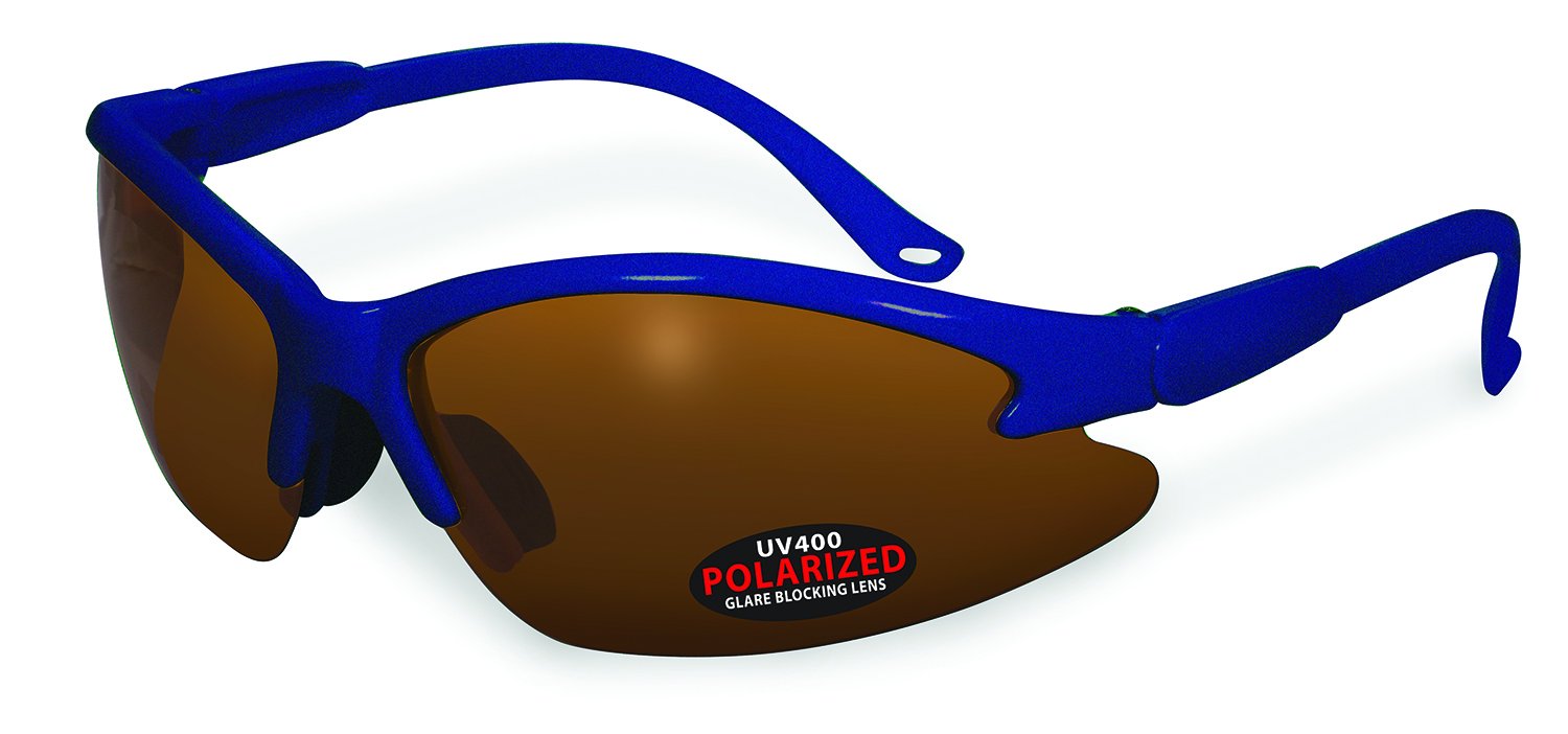 Polarized Sunglasses for Men & Women - Blue Frame with Bronze Lenses - UV Protection - Lightweight & Comfortable - Perfect for Driving, Fishing, and Outdoor Activities