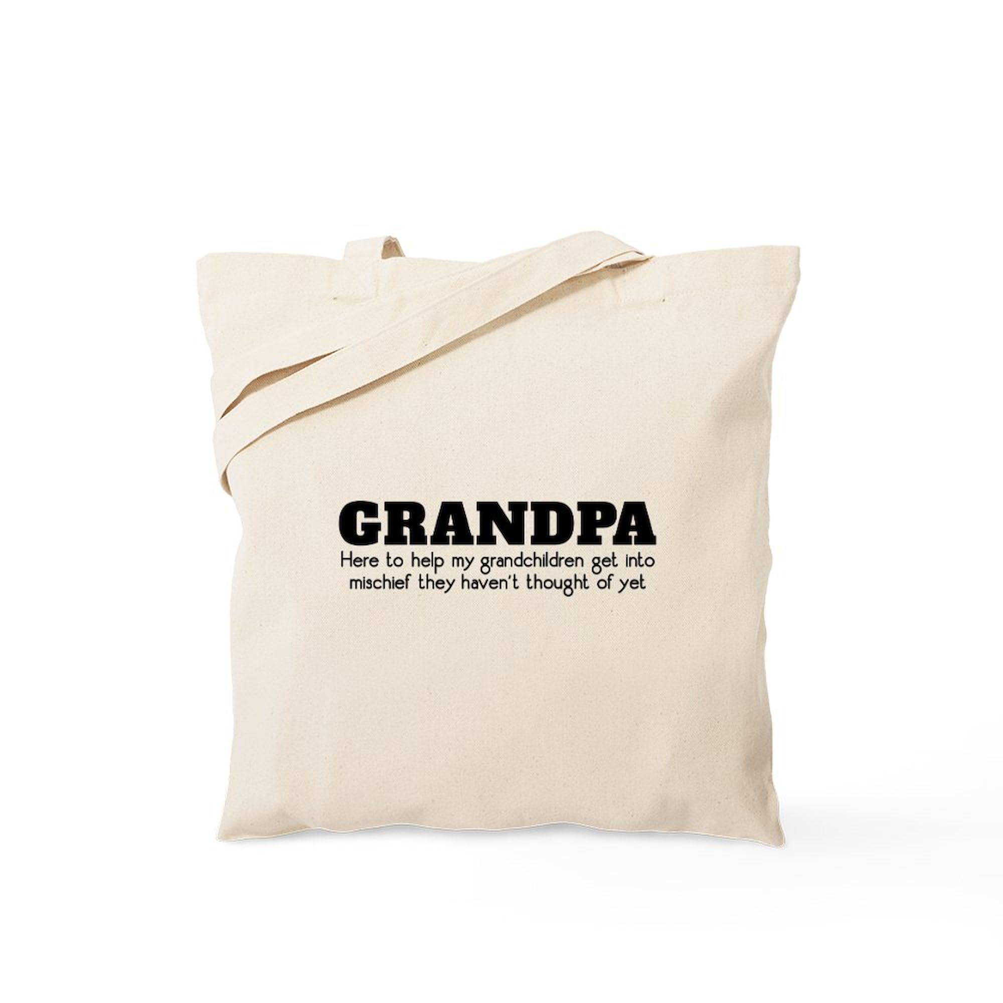 Grandpa Mischief Funny Canvas Tote Bag - Eco-Friendly Reusable Grocery Shopping Bag for Men & Women - Perfect for Groceries, Beach Trips, and Daily Errands