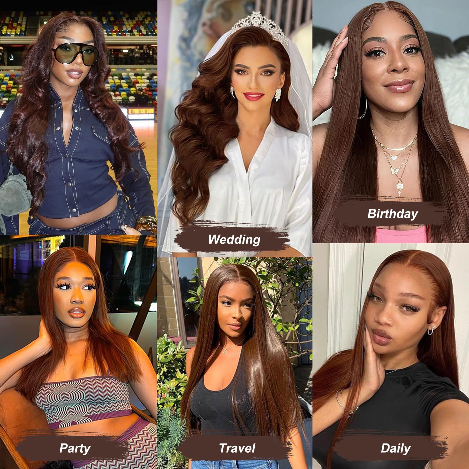 32 Inch Chocolate Brown Lace Front Wigs Human Hair 200% Density 13x6 HD Straight Pre Plucked 4# Frontal Wigs for Women - Natural Look for Daily Wear, Cosplay & Special Occasions