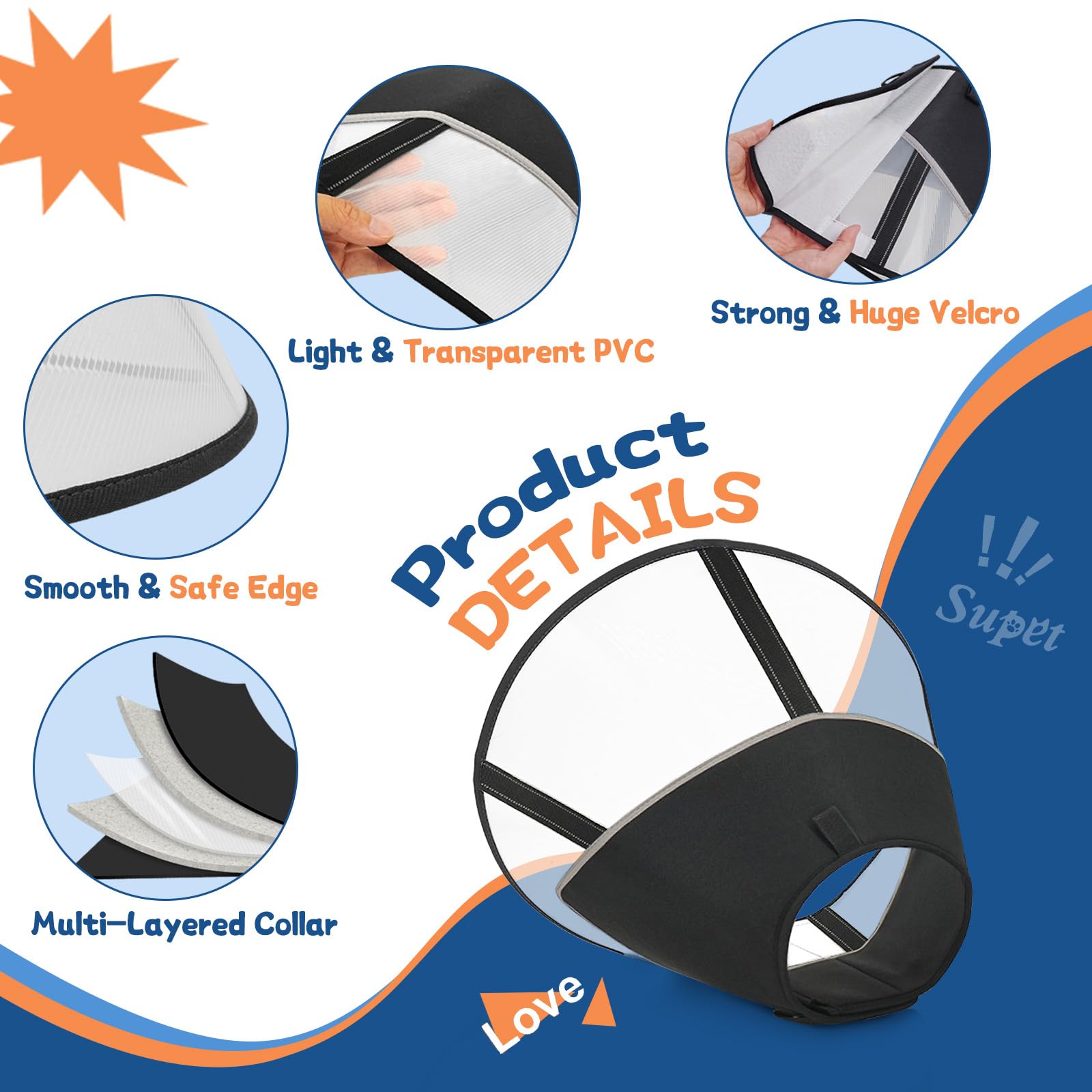 Soft Adjustable Dog Cone Collar for Small Dogs - Post-Surgery Recovery E-Collar to Prevent Licking | Comfortable Elizabethan Collar Alternative | Perfect for Pets After Spay/Neuter Surgery or Wound Healing (XS)
