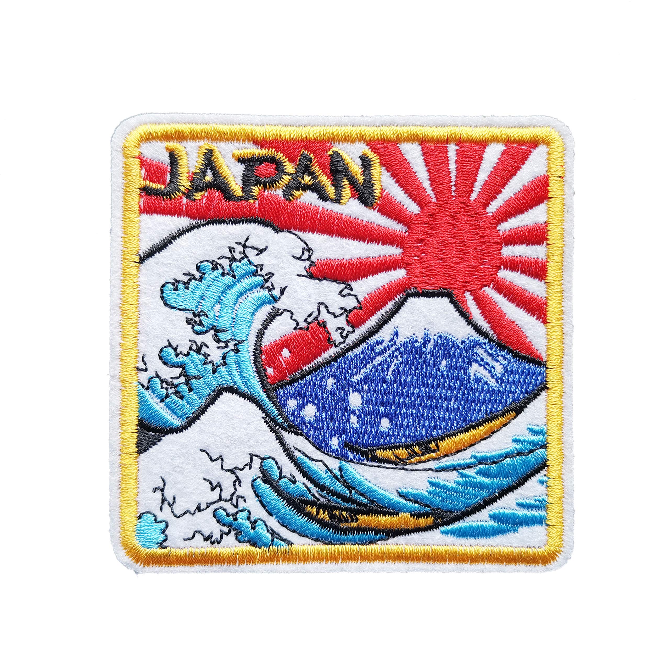 Japan The Great Wave of Kanagawa Embroidered Patch - Iron On & Sew On Applique for Jackets, Bags, Hats - Vintage Japanese Art Badge for DIY Crafts & Fashion Accessories