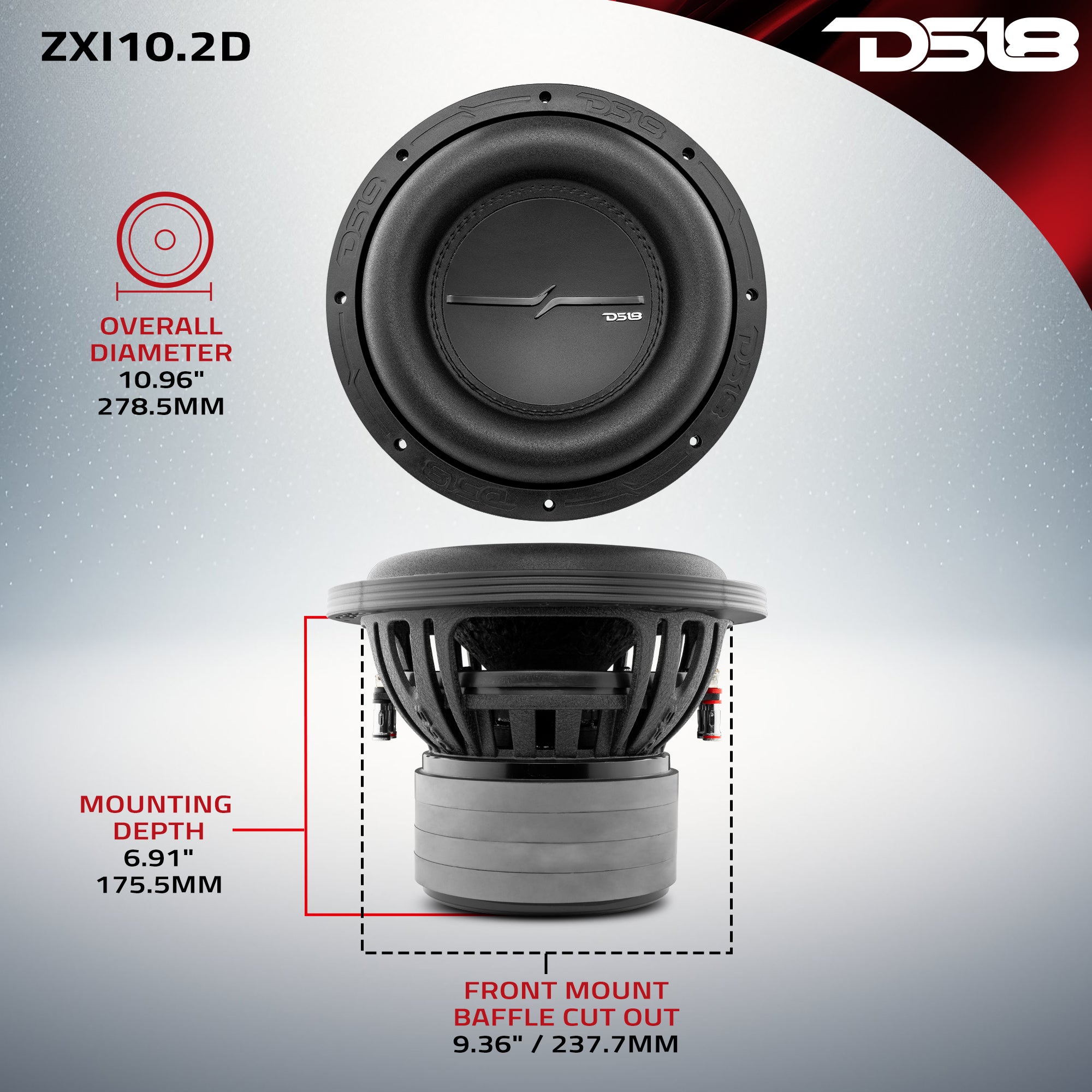 ZXI 10 High Excursion Car Subwoofer with Quad Stacked Magnets - 800 Watts RMS Power, DVC 2 Ohm - Perfect for Car Audio Systems & Bass Enthusiasts