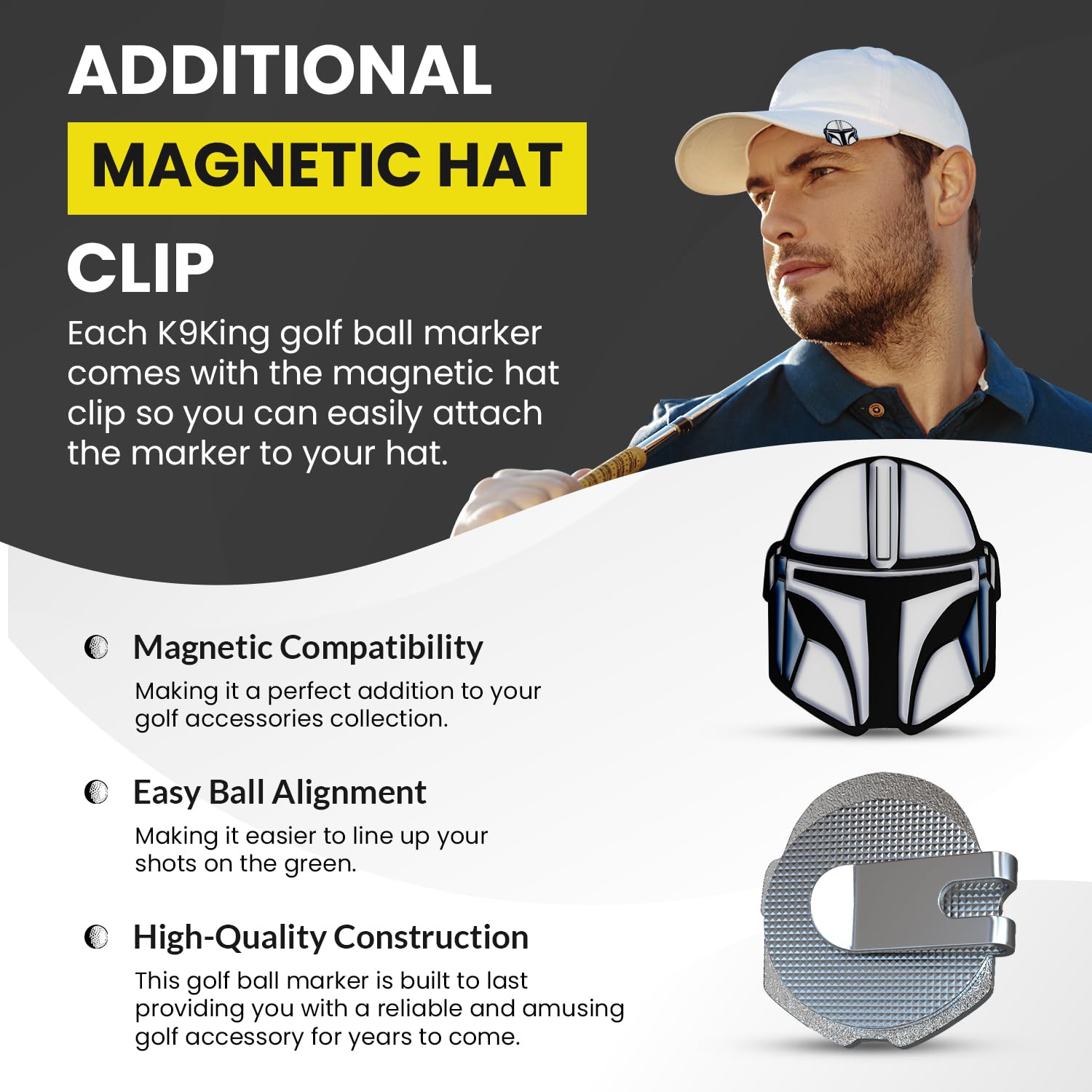 K9King Premium Magnetic Golf Ball Marker with Hat Clip - 1.25” x 2mm Enamel Golf Accessory - Perfect for Personalizing Your Game & Unique Golf Gifts - Ideal for Tournaments, Practice Rounds & Golf Enthusiasts