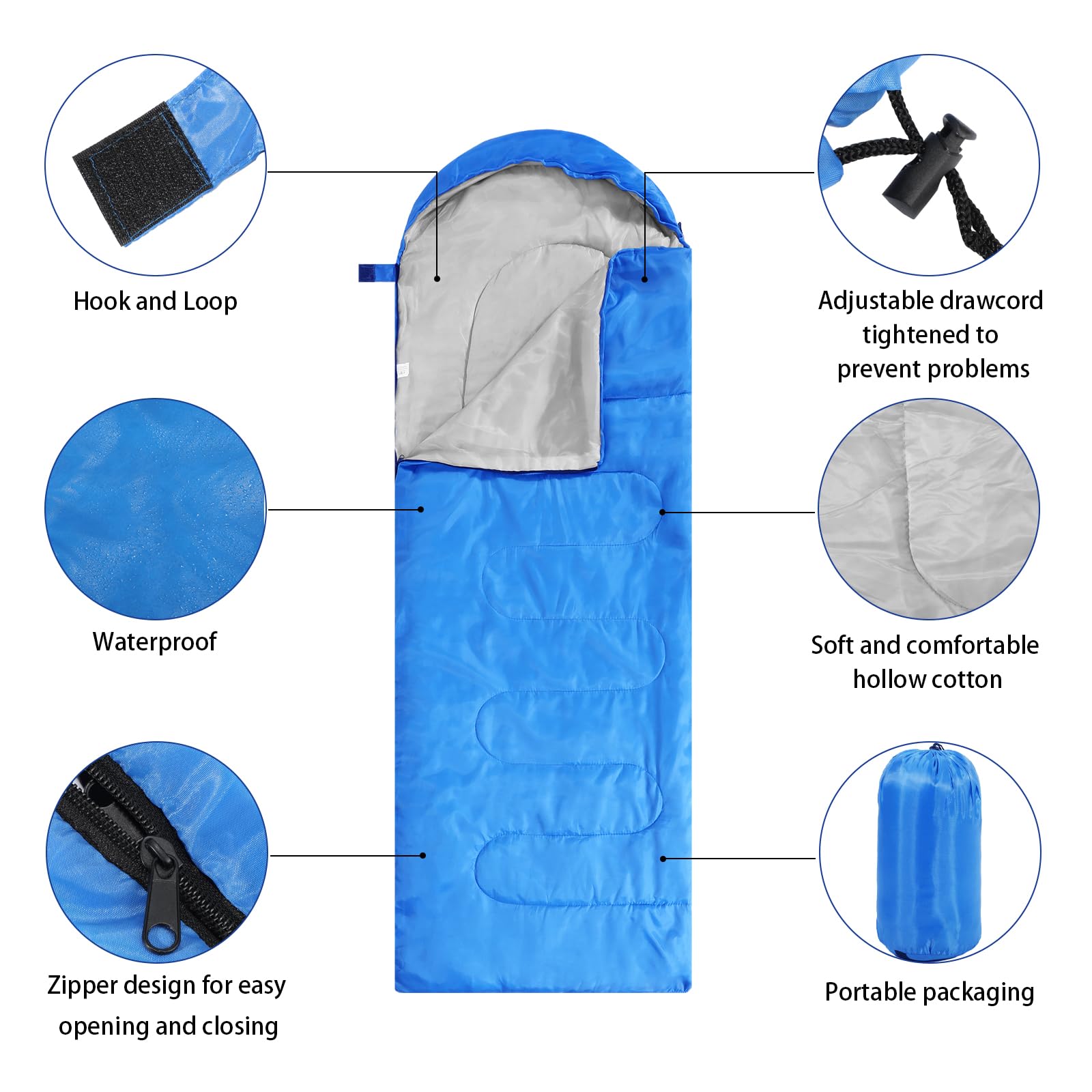 Junkin 12-Pack 4-Season Waterproof Lightweight Sleeping Bags for Adults - Cold & Warm Weather Camping Gear with Compression Sack - Perfect for Hiking, Travel, Homeless Shelters & Outdoor Adventures (Multicolor)