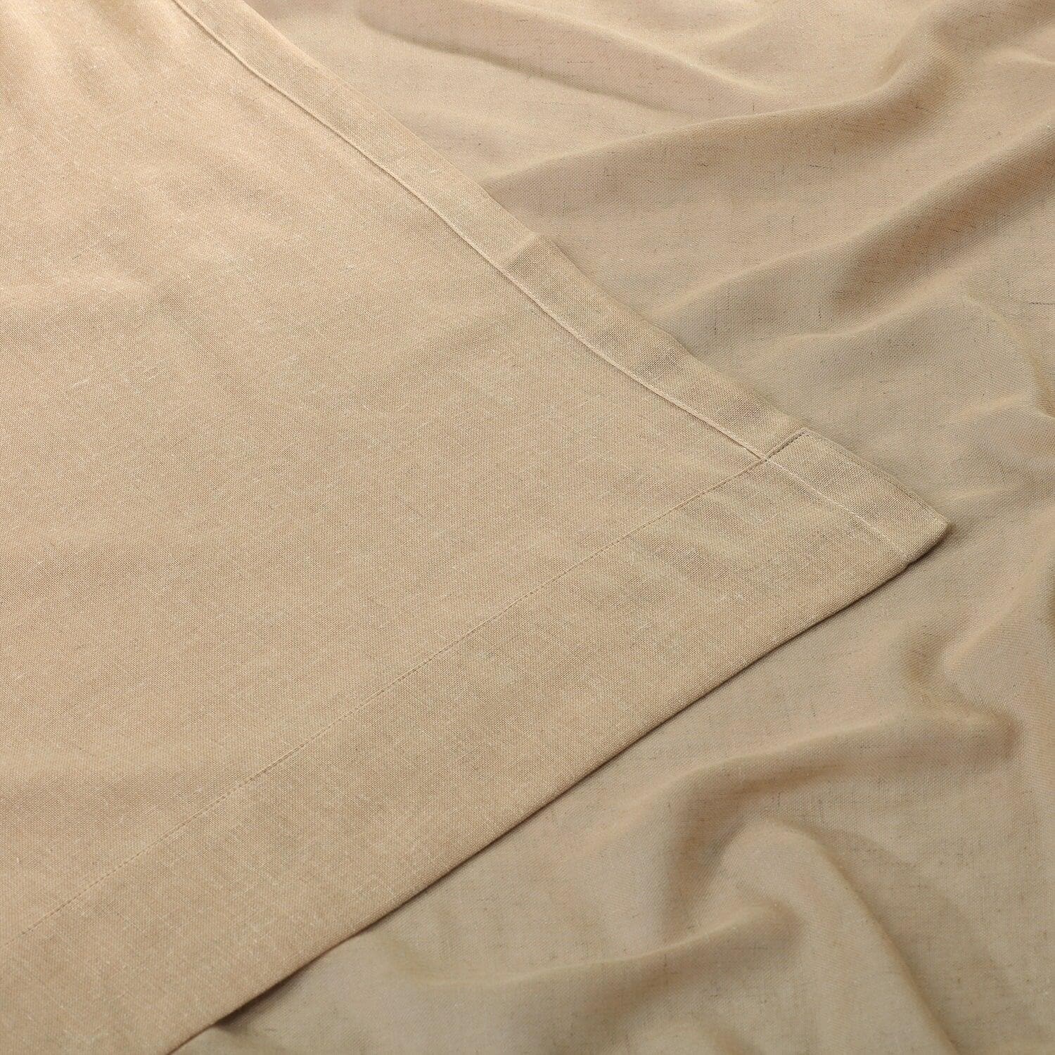 Raffia Tan Textured Faux Linen Sheer Curtain