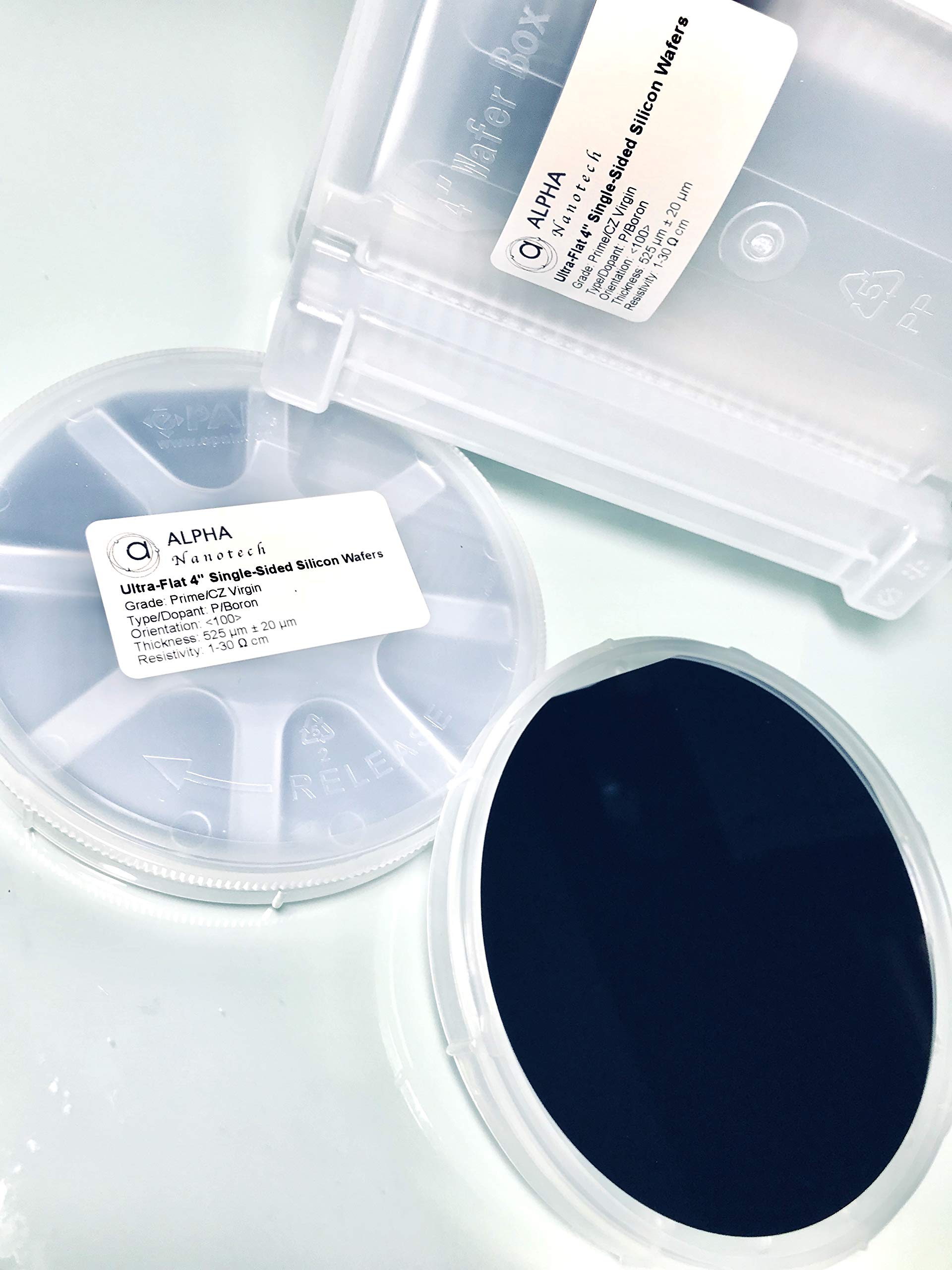 High-Quality 4-Inch P-Type Silicon Wafers (525μm) - Prime-Grade for Semiconductor Research & Production - Pack of 25 - Ideal for Microelectronics, Solar Cells & MEMS Devices