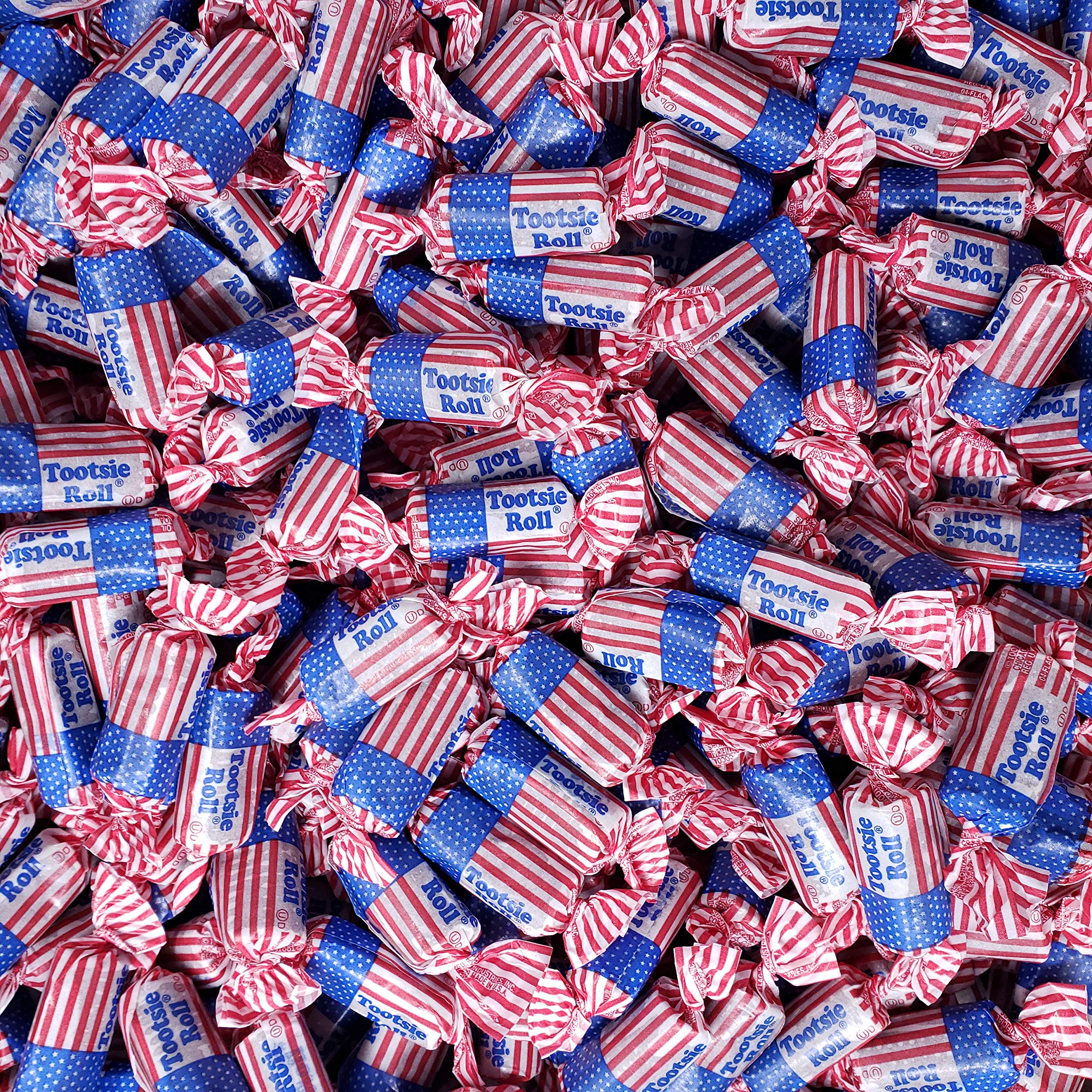 Patriotic Tootsie Rolls - Red White Blue Candy 1lb for Parties & Gifts