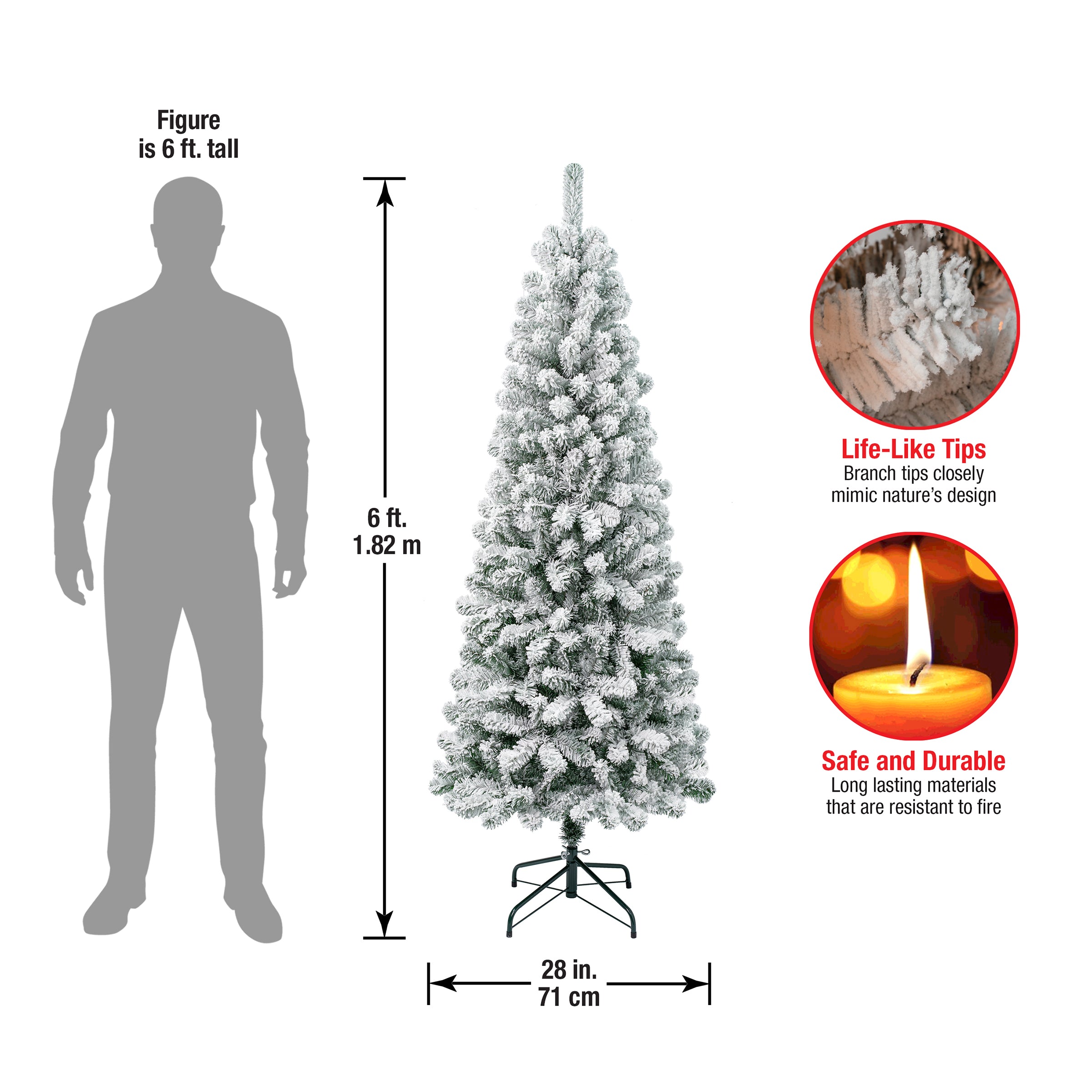 6 ft. Acacia Medium Flocked Artificial Christmas Tree - Perfect for Living Room, Office & Holiday Decorations