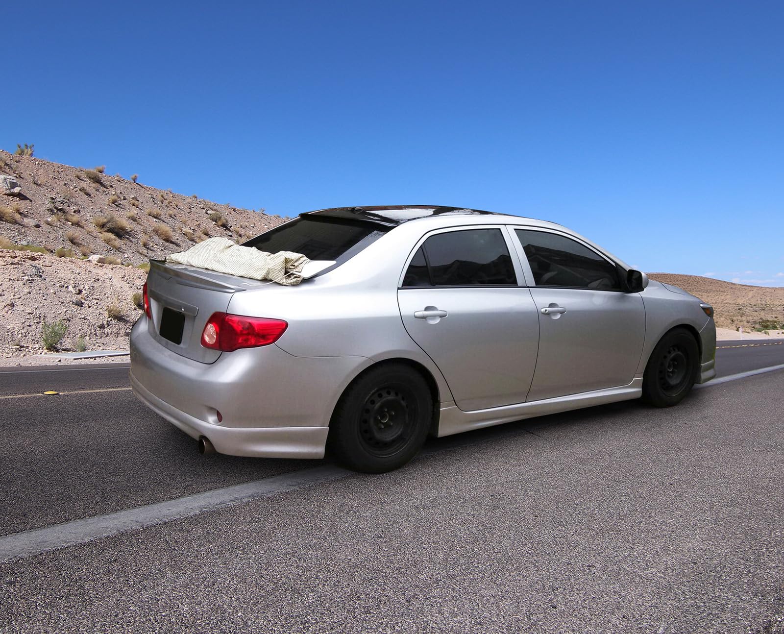 IKON MOTORSPORTS K-Style Black PU Rear Bumper Lip Air Dam Chin Diffuser Splitter for 2009-2010 Toyota Corolla Sedan - Enhances Aerodynamics & Sporty Look for Street Racing & Car Shows