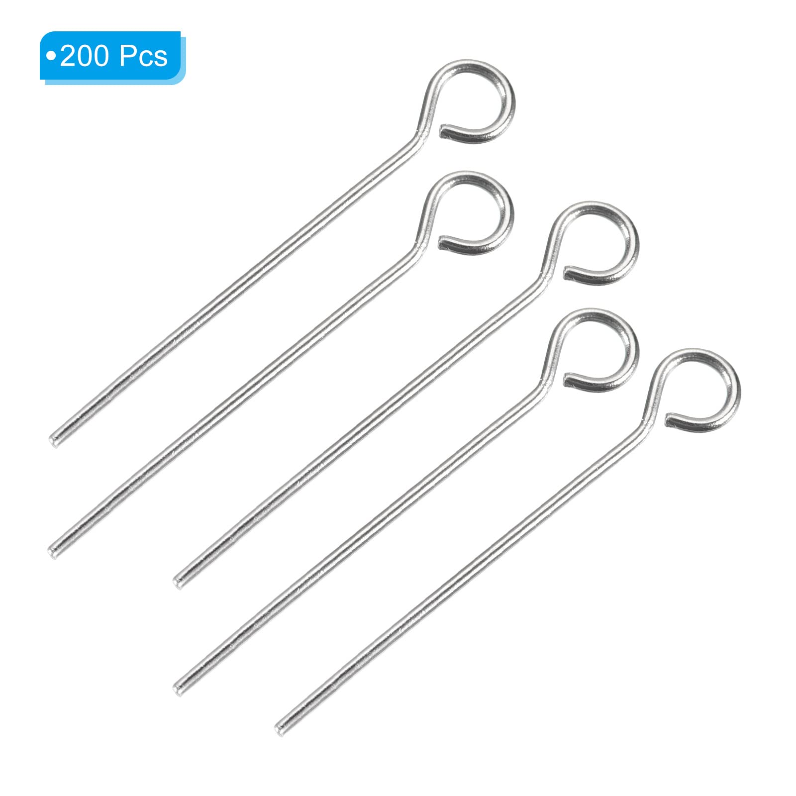 PATIKIL 200Pcs 304 Stainless Steel Jewelry Eye Pins - 22mm 22 Gauge Silver Open Eye Pins for DIY Jewelry Making, Crafting Necklaces, Bracelets & Earrings - Perfect for Beading, Wire Wrapping and Handmade Jewelry Designs