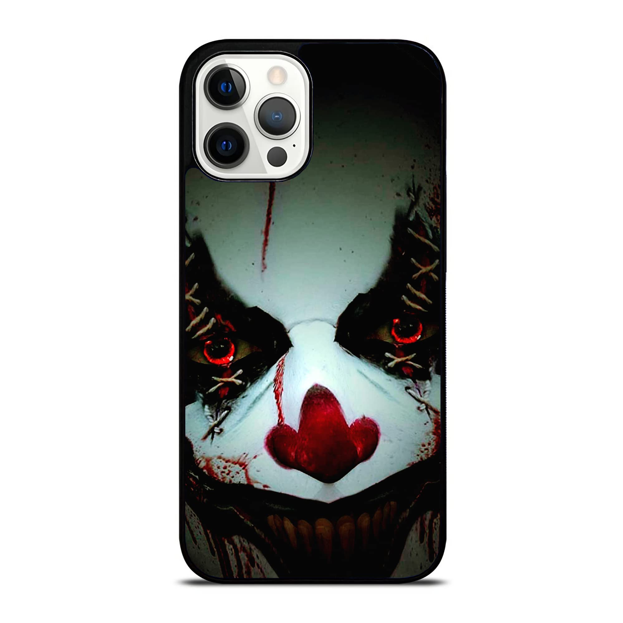 Horror Halloween Clown Phone Case for iPhone 13 Pro Max - Scary Design, Durable TPU Rubber, Shockproof & Non-Slip Slim Protective Cover (Black) - Perfect for Halloween Parties, Cosplay & Horror Theme Events