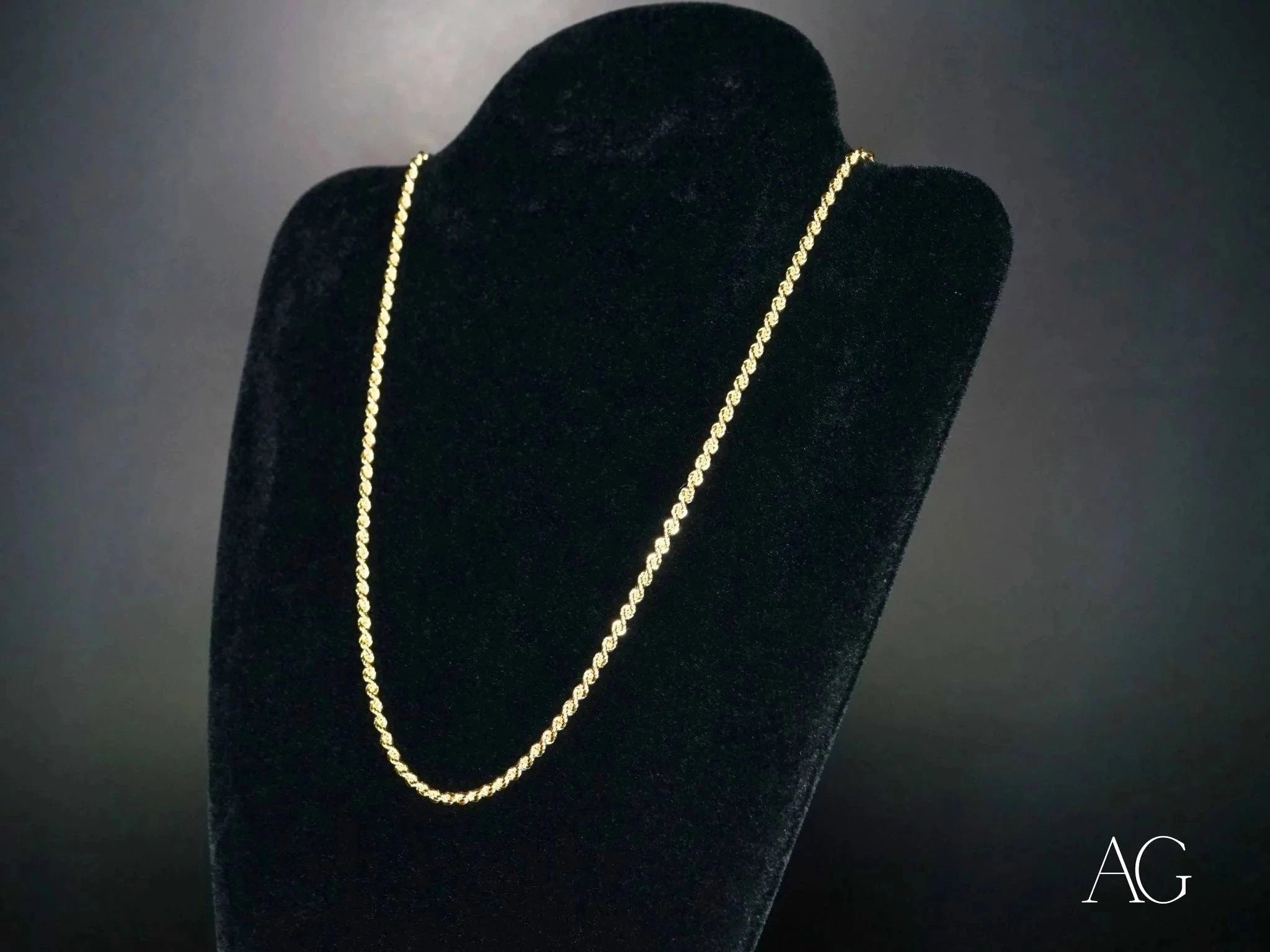 14K Gold Rope Chain Necklace for Women - Secure Barrel Lock Clasp - Elegant Layering Piece for Everyday Wear & Special Occasions