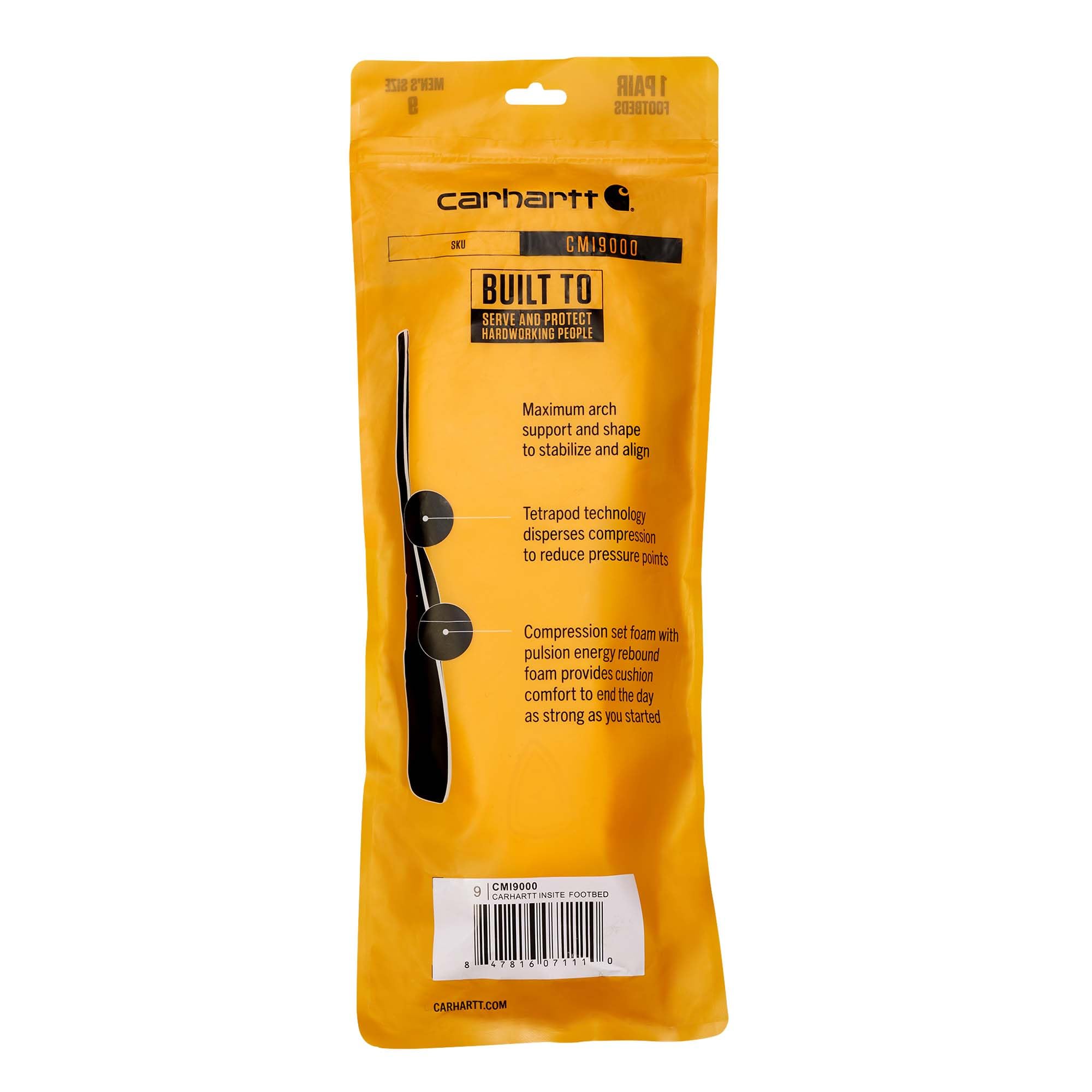 Carhartt Insite Technology Footbed CMI9000 Insole - Comfortable & Supportive Shoe Insoles for Work Boots, Hiking & All-Day Wear