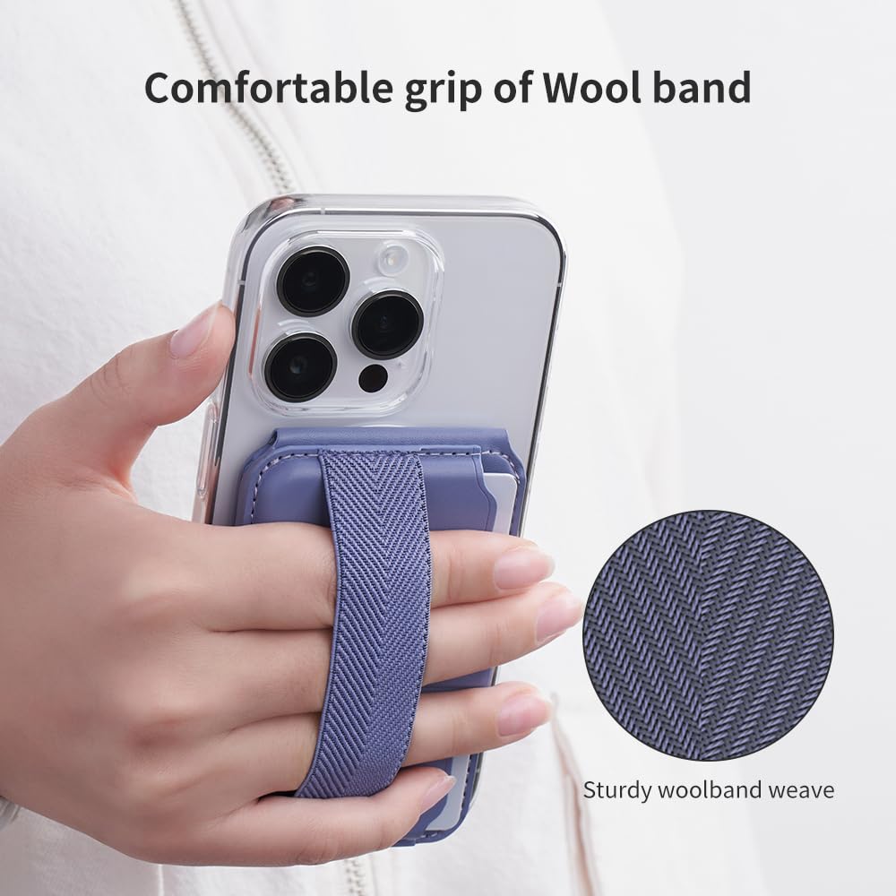 Sinjimoru Magnetic Wallet for iPhone with Adjustable Stand - M-Pull Tab Eject Design, MagSafe Compatible Phone Wallet (Marine Blue) | Perfect for Hands-Free Viewing, Secure Card Storage & Everyday Convenience