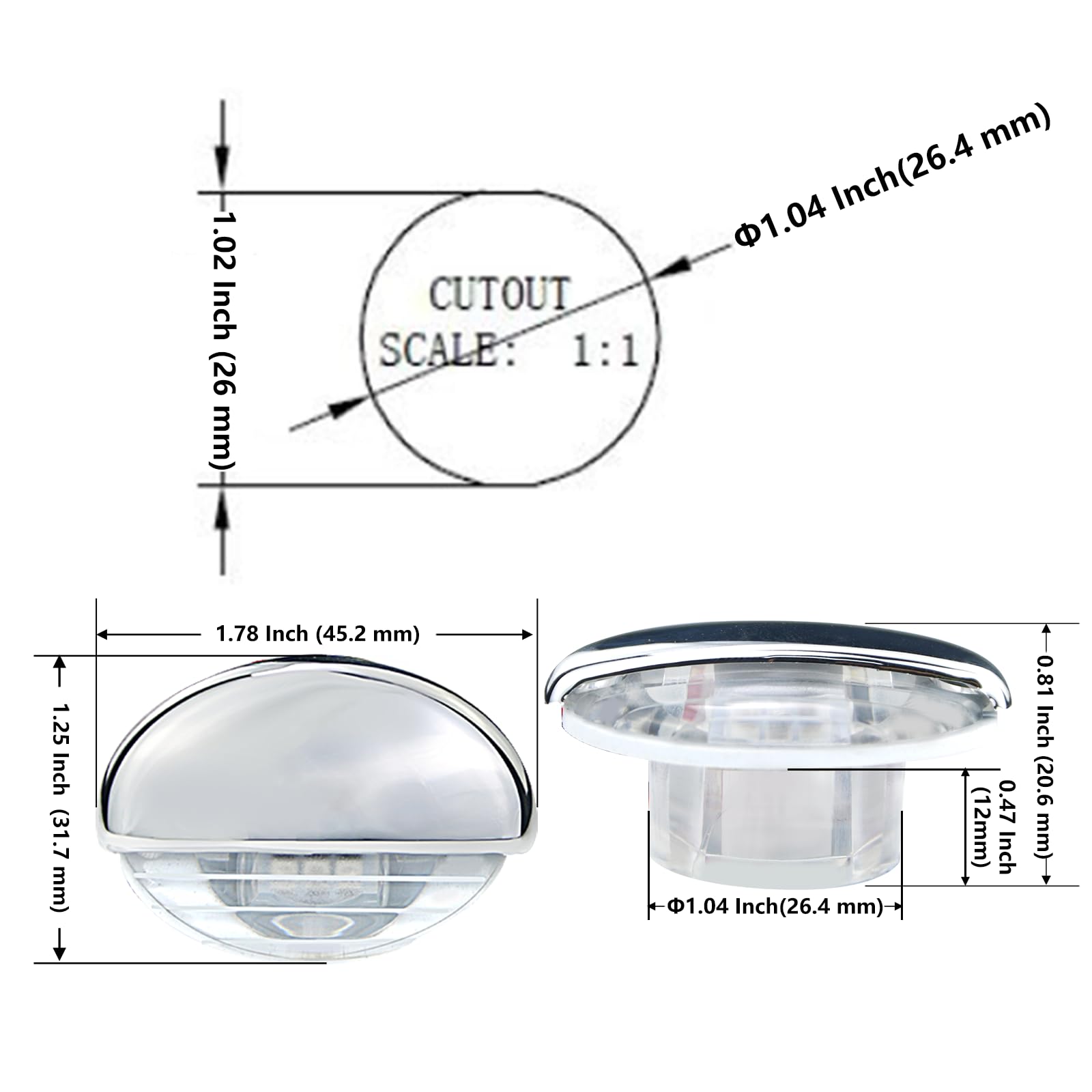 4PCS Waterproof IP67 LED Boat Courtesy Lights - Warm White DC12V for Pontoon Boats, RV Steps, Stairs & Cabin Decks | Interior Marine Lighting for Safe Night Navigation & Cozy Ambience
