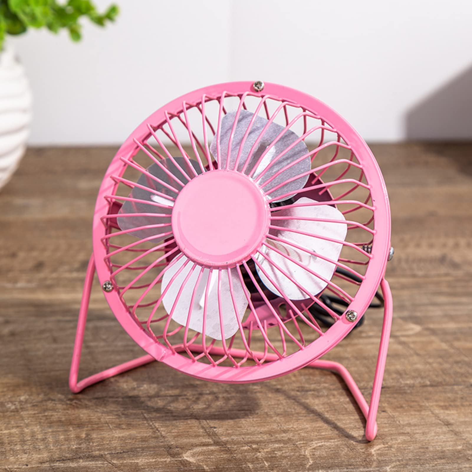Unizhouxi Small USB Desk Fan - Mini Personal Fan with Mute Operation, Reusable Metal USB Powered for Home, Office & Desktop (Pink) | Perfect for Work, Study & Travel