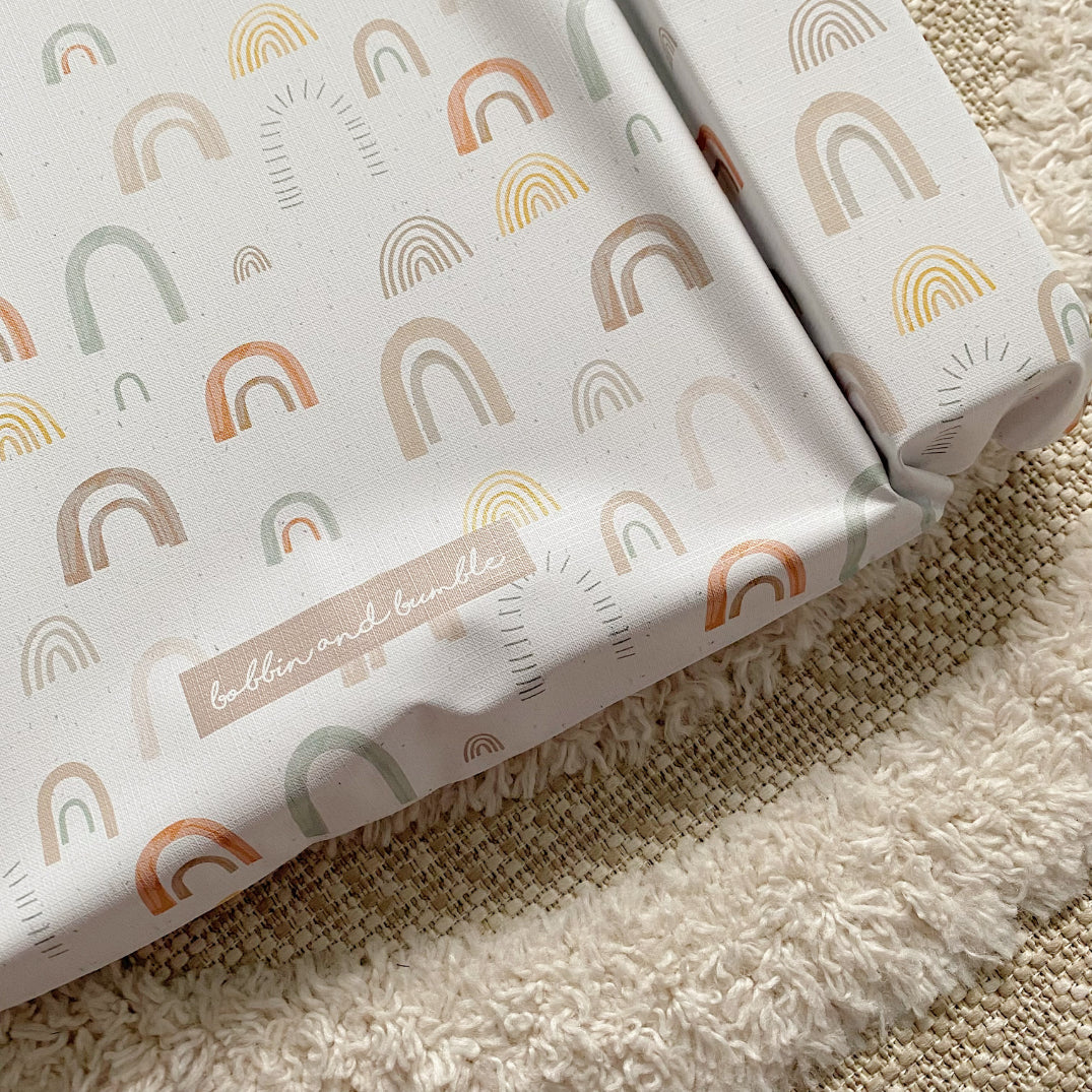Waterproof Standard Baby Changing Mat with Abstract Rainbow Print - Soft, Portable & Non-Slip for Nursery, Travel & Diaper Changing