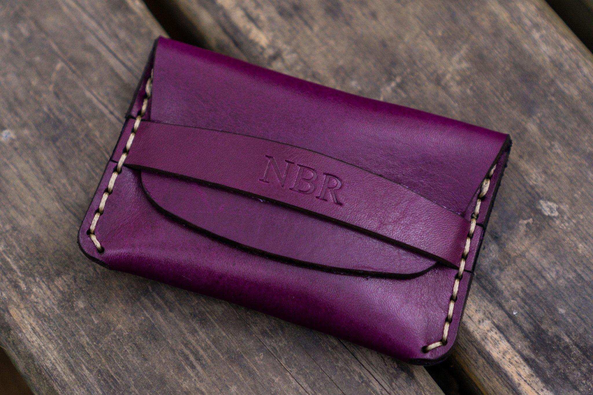 Personalized Handmade Leather Wallet No.36 - Purple | Custom Name Engraved | Perfect Gift for Men & Women | Everyday Use & Travel Essentials