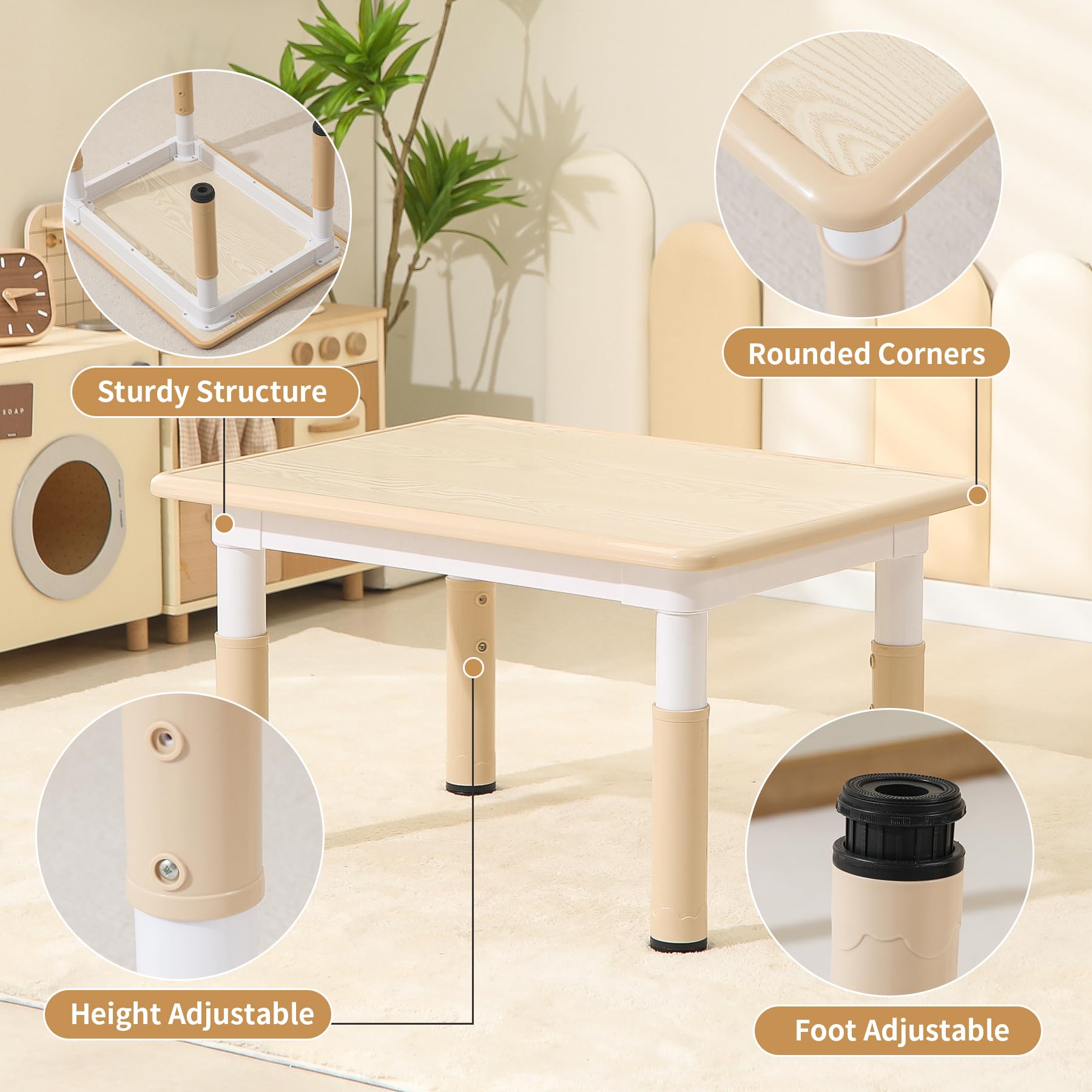 **Adjustable Kids Table and 4 Chairs Set - Graffiti Desktop Toddler Study Table for Boys & Girls (3-8 Years, 300lbs Capacity) - Perfect for Learning, Drawing & Playtime**