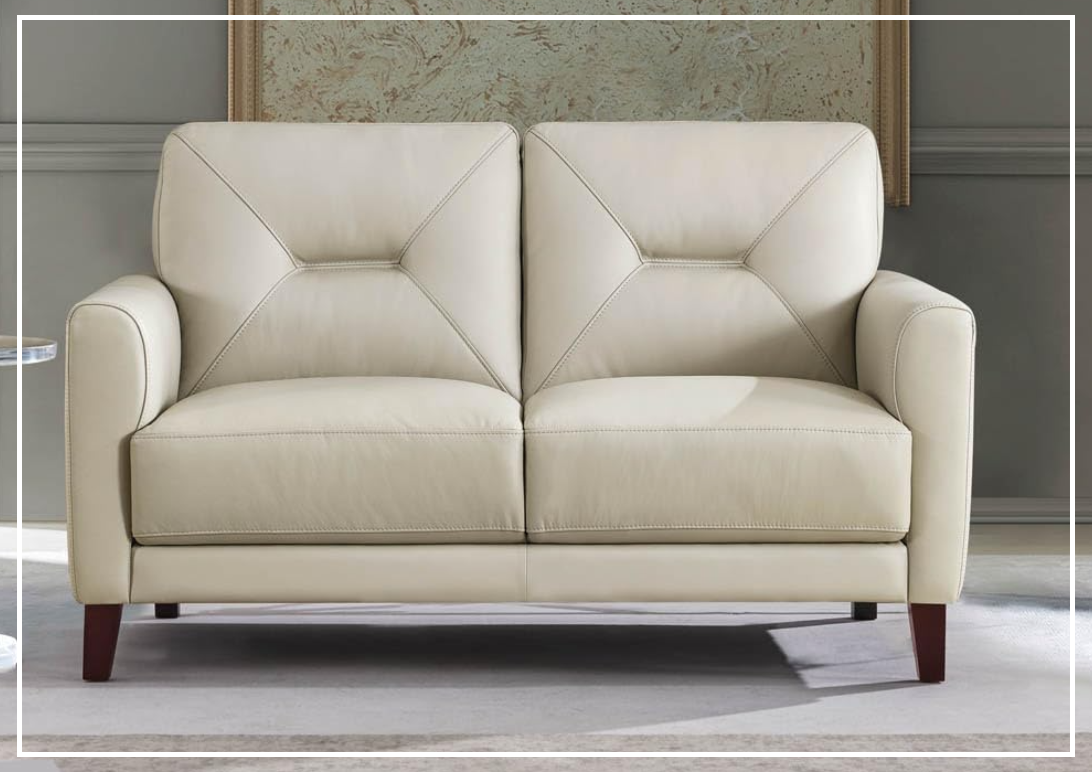 Hydeline Mavis Genuine Top Grain Leather Loveseat Sofa with Tapered Wooden Legs - Perfect for Living Room, Office Lounge & Small Spaces