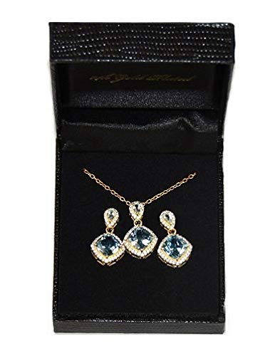 30 Sets Genuine Blue Topaz 14K Gold Plated Necklace for Women - Elegant Jewelry Gift Set for Birthday, Anniversary & Special Occasions