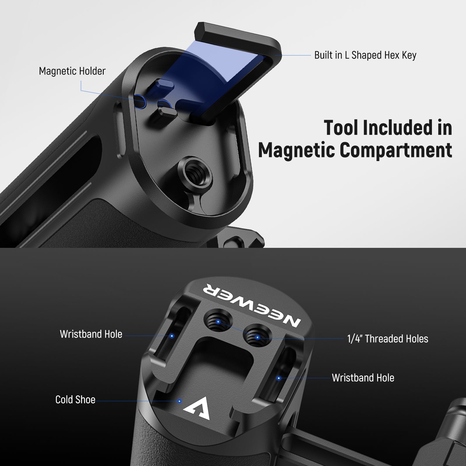 NEEWER CA017H NATO Side Handle Grip for DSLR Cameras - Ergonomic Support for Video Recording & Photography - Perfect for Vlogging, Filmmaking & Travel Shoots