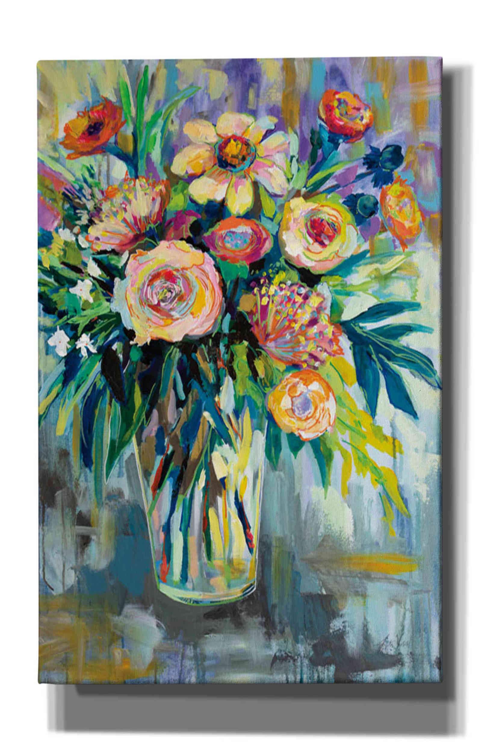 Summer Happiness by Jeanette Vertentes - 26x40 Inch Canvas Wall Art for Living Room, Bedroom & Office Decor - Modern Abstract Painting for Home & Office