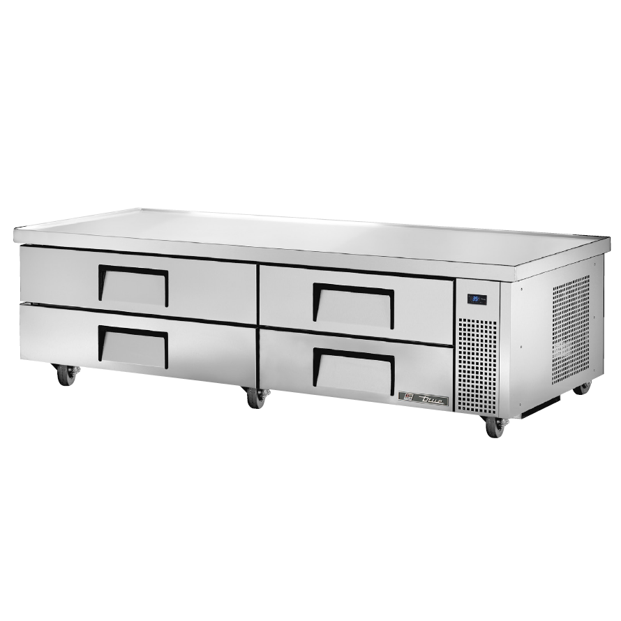 True 84 Refrigerated Chef Base with 4 Drawers - Commercial Stainless Steel Kitchen Workstation TRCB-82-84 | Perfect for Restaurant Prep, Catering & Food Service