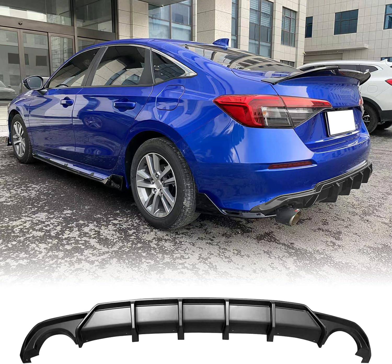 2022-2024 Honda Civic FE C-Style Rear Bumper Lip Diffuser - Carbon Fiber Rear Diffuser for Sporty Look - Perfect for Street Racing & Car Shows