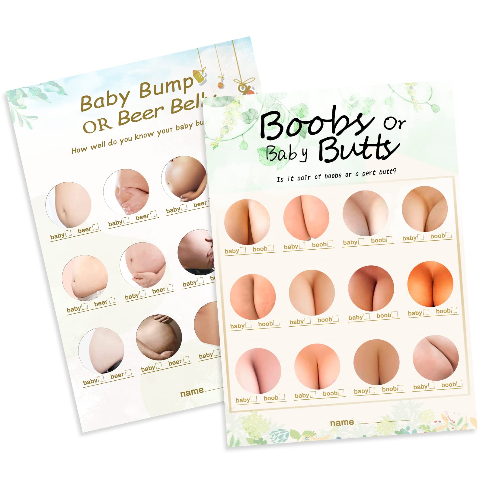 50 Double-Sided Baby Shower Games (2 Fun & Hilarious Gender Neutral Games with Answer Keys) - Perfect for Coed Showers, Virtual Parties & Nursery Celebrations