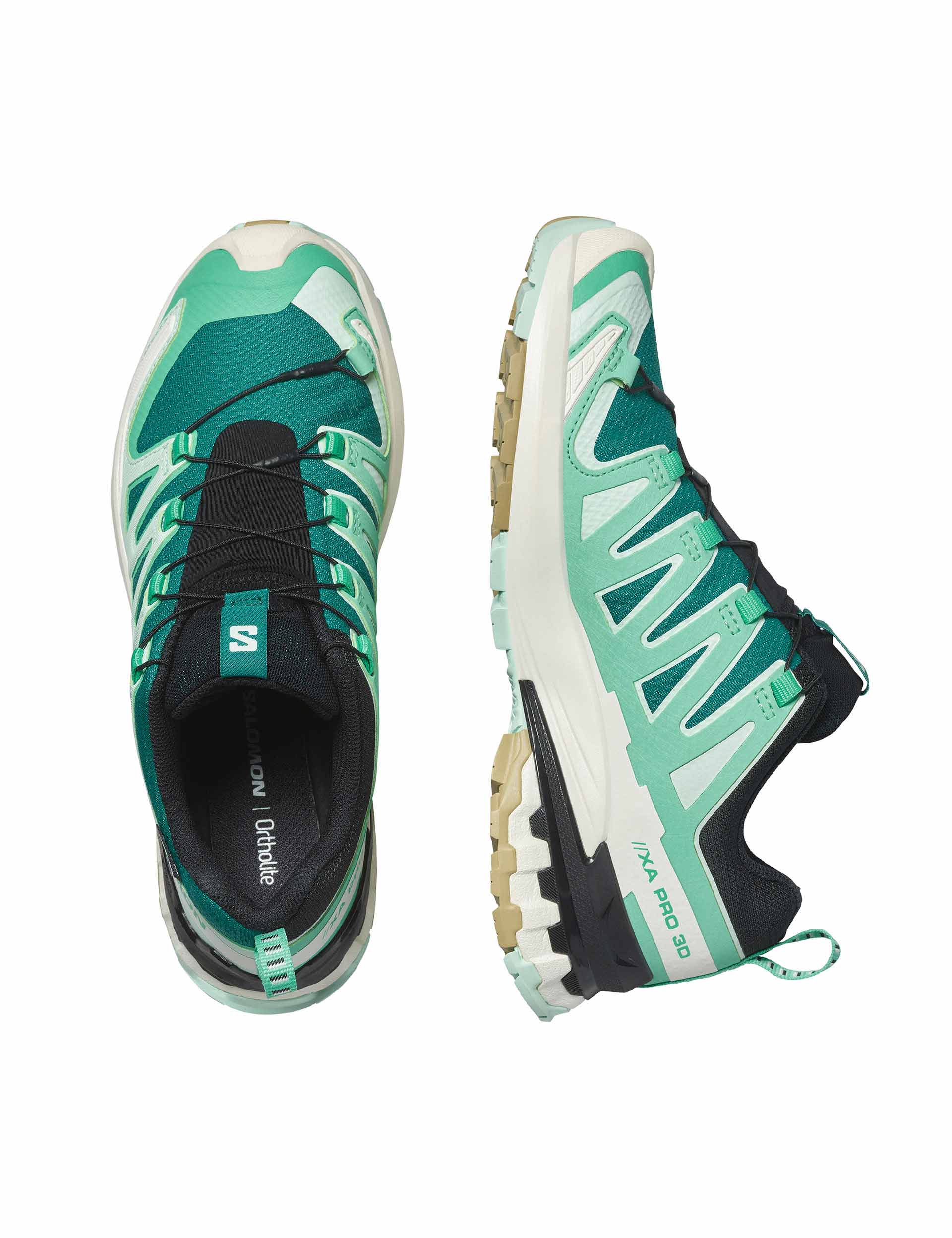 Salomon XA Pro 3D V9 Gore-Tex Trail Running Shoes - Deep Lake/Electric Green/Vanilla Ice | Waterproof Hiking & Outdoor Adventure Footwear for Men & Women