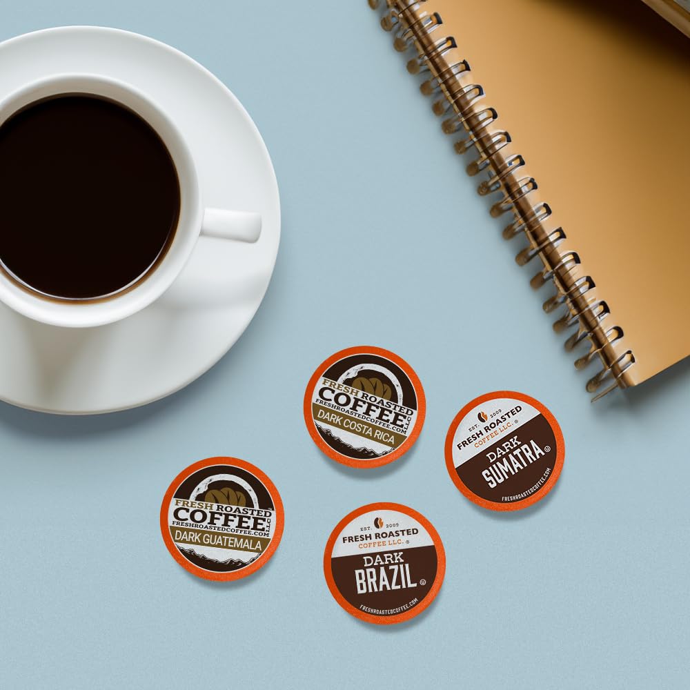Fresh Roasted Dark Roast Coffee Variety Pack - 96 K-Cup Compatible Pods for Keurig Brewers | Perfect for Office, Home & Morning Coffee Routine