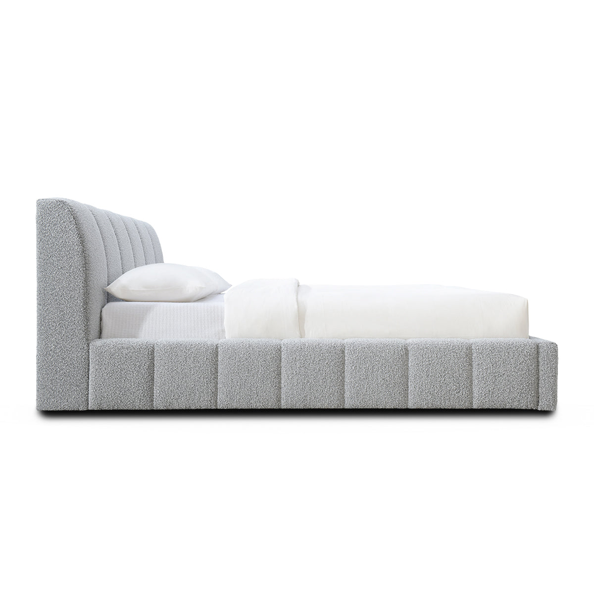 Allocco Boucle Queen Bed - Soft & Luxurious Upholstered Bed Frame for Bedroom - Perfect for Modern, Cozy, and Elegant Home Decor