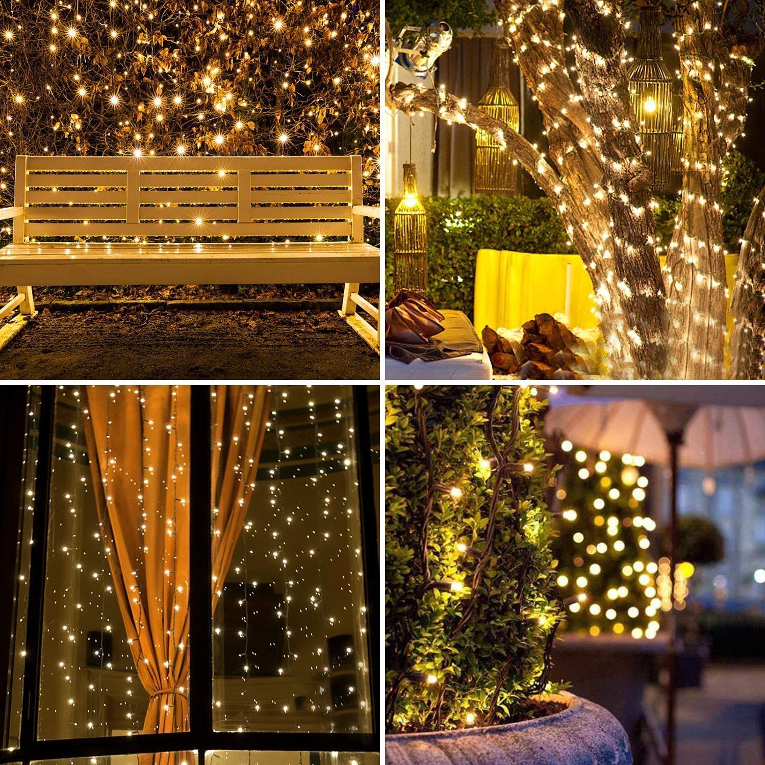 Quntis 2000 LED 164ft Christmas Lights with Dark Green Wire - 8 Lighting Modes, Waterproof Outdoor String Lights for Holiday, Wedding, Party, and Christmas Tree Decor - Warm White for Cozy Indoor & Outdoor Ambiance
