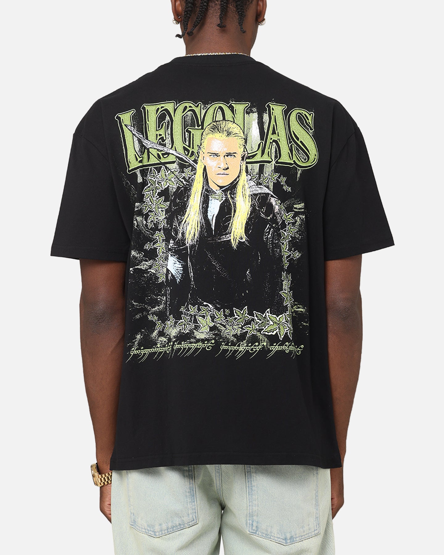 Lord of the Rings Legolas Graphic T-Shirt - Black Cotton Tee for Men | Themed Movie Merchandise & Cosplay Outfit