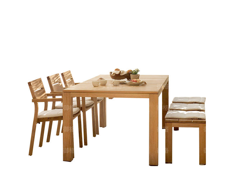 Premium Teak Wood Dining Table and Chairs Set - Outdoor Patio Furniture for Garden, Backyard, and Restaurant Use