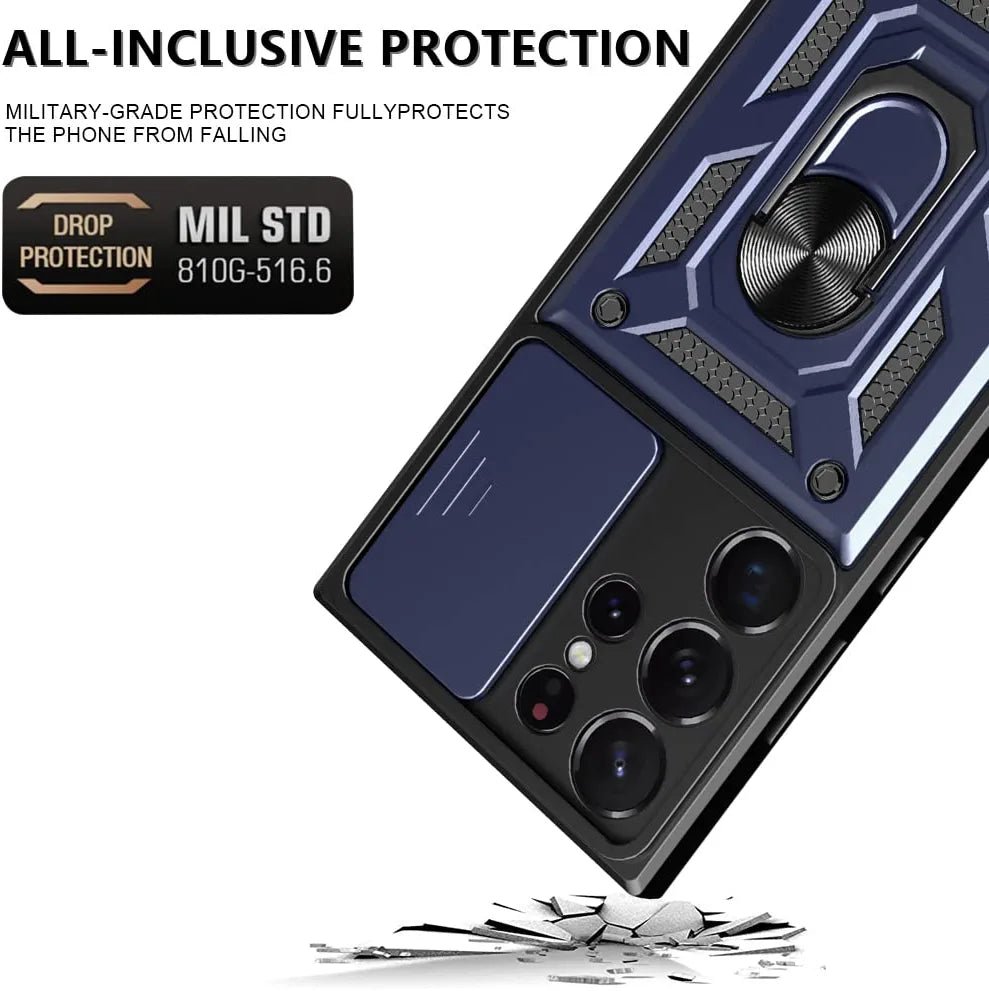 360° Rotatable Kickstand Case for Samsung Galaxy S23 Ultra - Shockproof Protective Phone Cover with Screen Protector | Perfect for Work, Travel & Outdoor Activities
