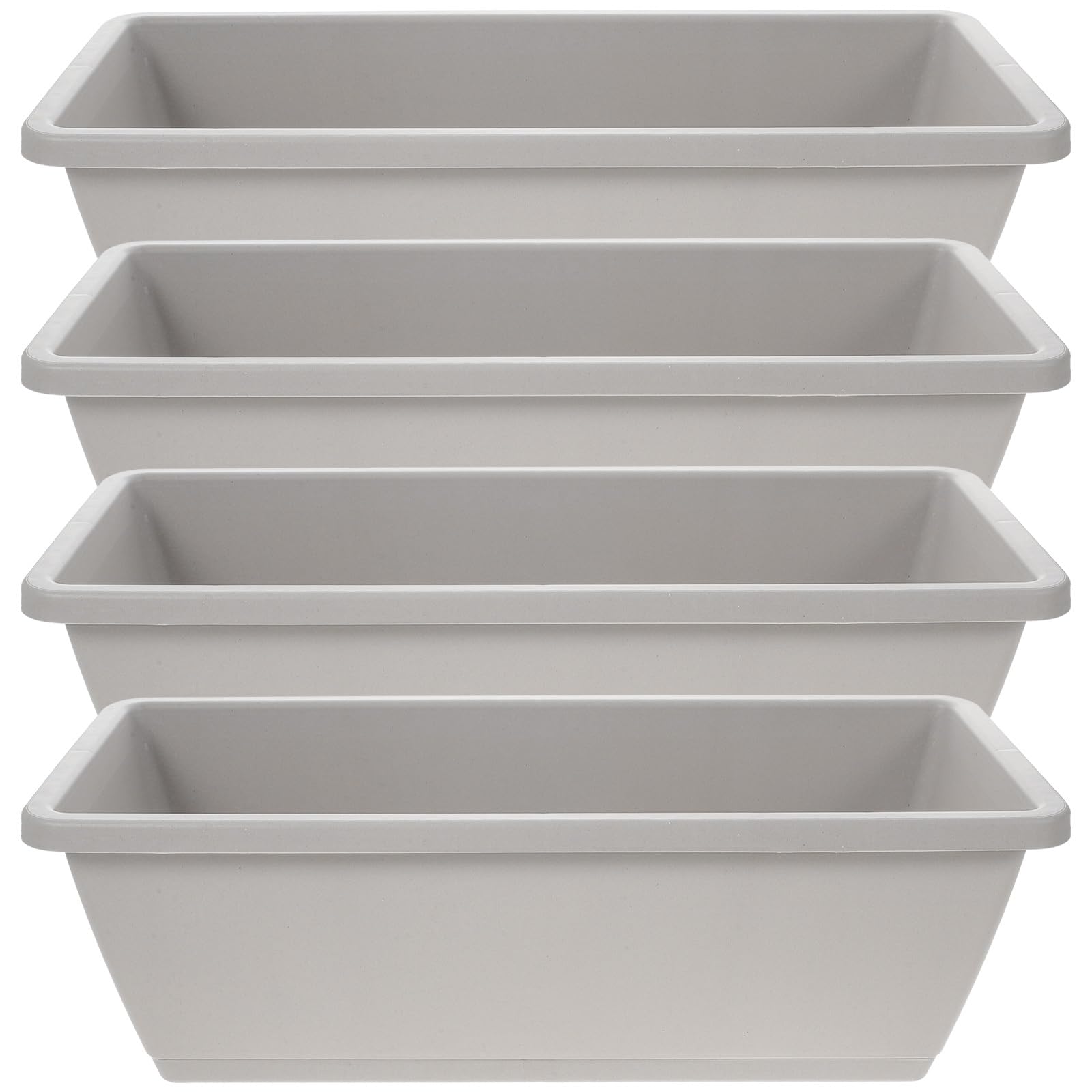 BESPORTBLE 17 Inch Window Box Planter Set of 4 - Rectangle Plastic Flower Pots with Drainage Holes & Trays - Indoor Outdoor Garden Planters for Flowers, Vegetables, Herbs - Perfect for Windowsills, Balconies, Patios & Home Decor